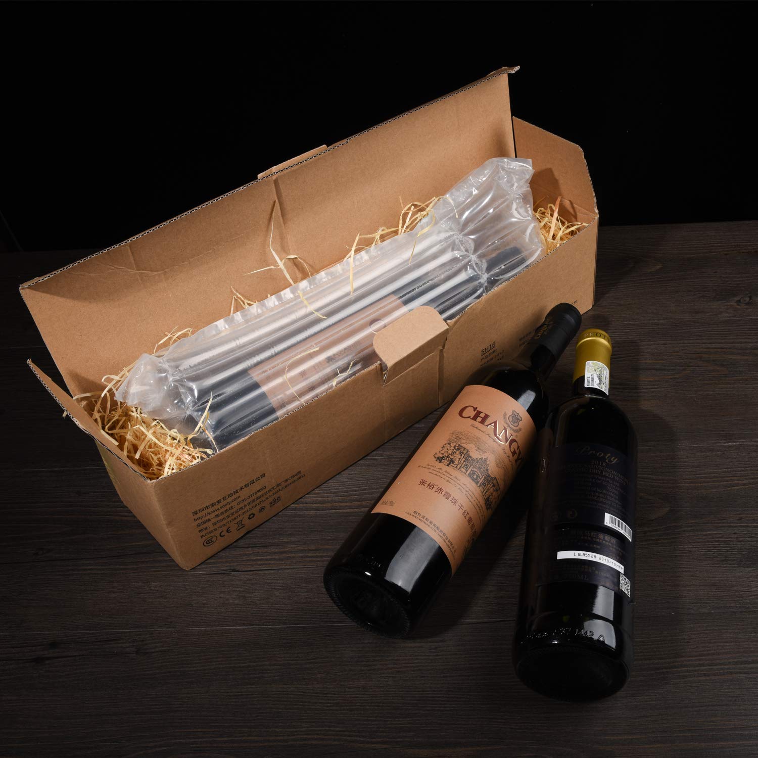 50 Packs LIVEBAY Inflatable Wine Bottle Protector Bags - Air Column Cushion with Pump for Safe Glass Bottle Transportation | Perfect for Airplane Travel, Moving & Fragile Item Shipping