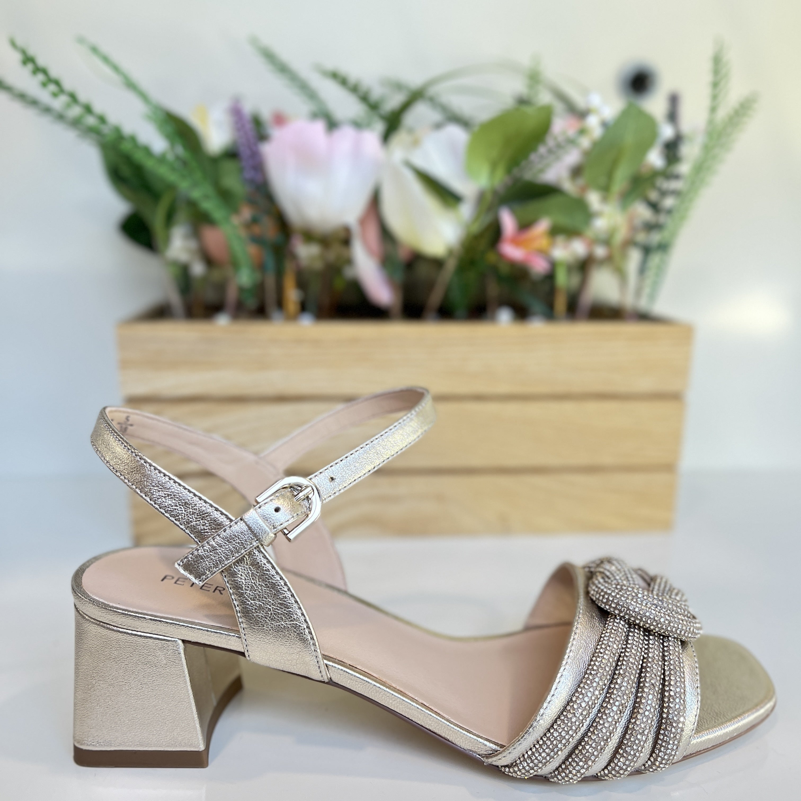 Peter Kaiser Gold Block Heel Sandals 7824244 | Women's Comfortable Dressy Summer Sandals for Weddings, Parties & Office Wear