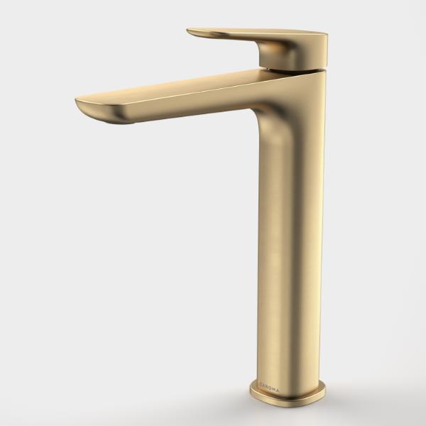 Caroma Contura II Tower Basin Mixer in Brushed Brass - Modern Bathroom Faucet for Vanity Sink, Perfect for Contemporary Home & Luxury Hotel Decor