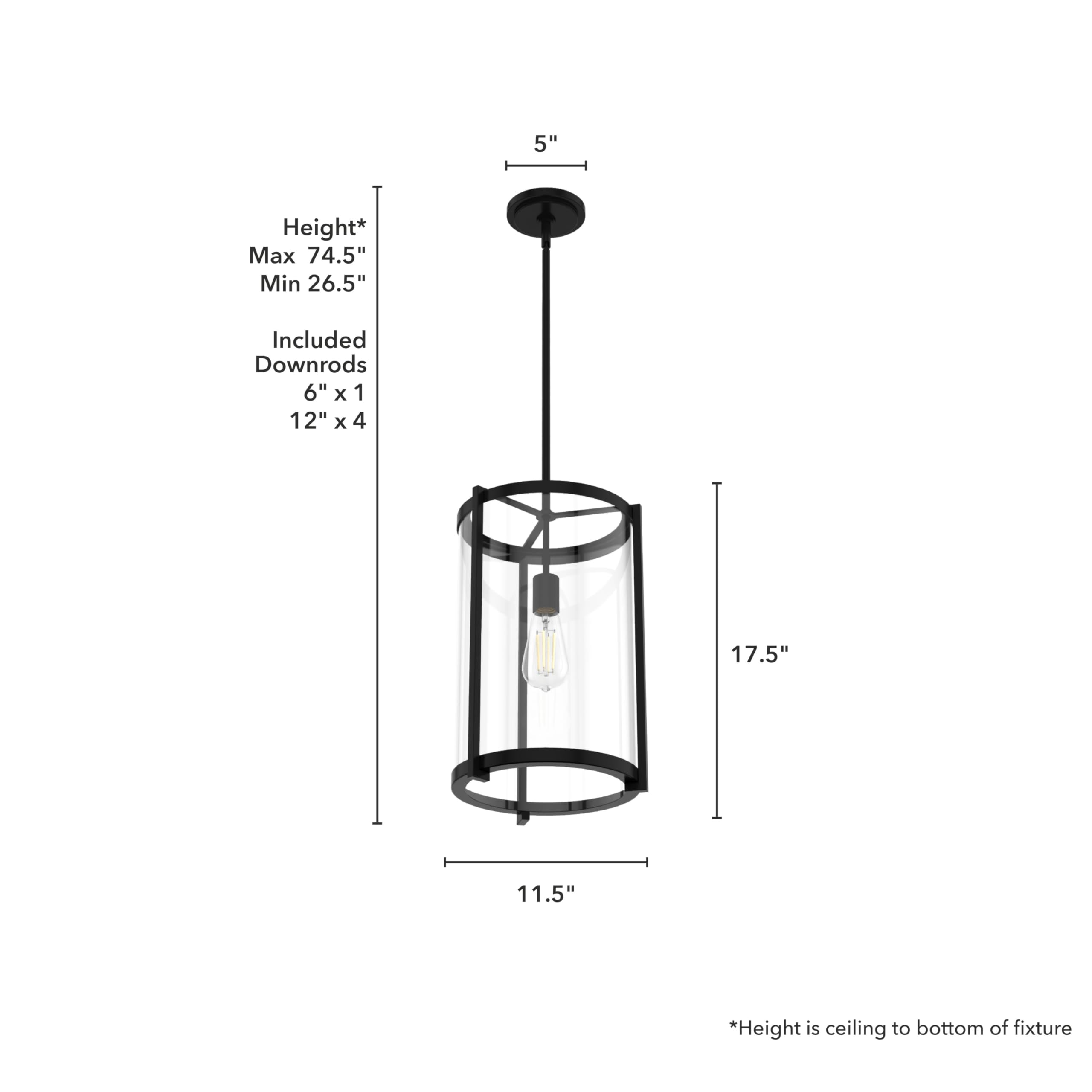 Hunter Fan Company 19123 Astwood Pendant Light in Matte Black - Modern Industrial Ceiling Fixture for Dining Room, Kitchen, or Living Room Lighting