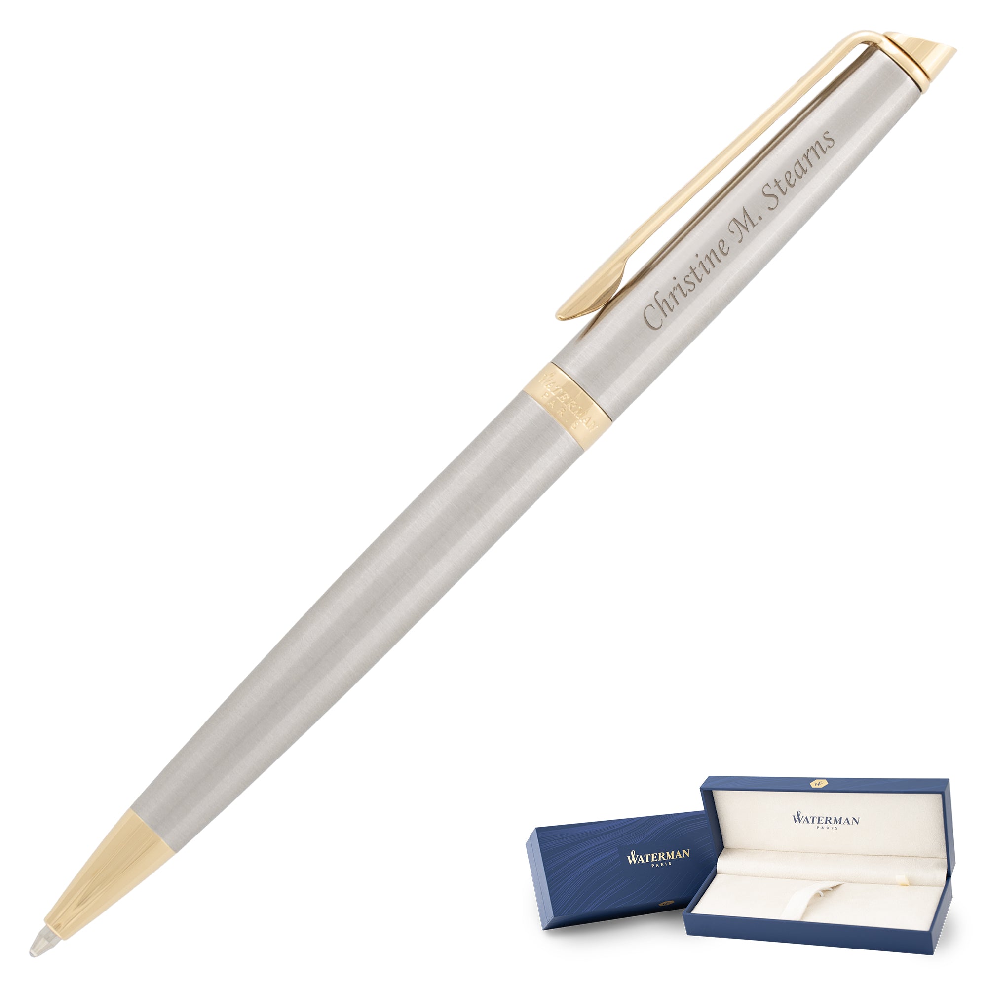 Waterman Hemisphere Stainless Steel Ballpoint Pen with Gold Trim - Premium Writing Instrument for Business, Gifts & Everyday Use