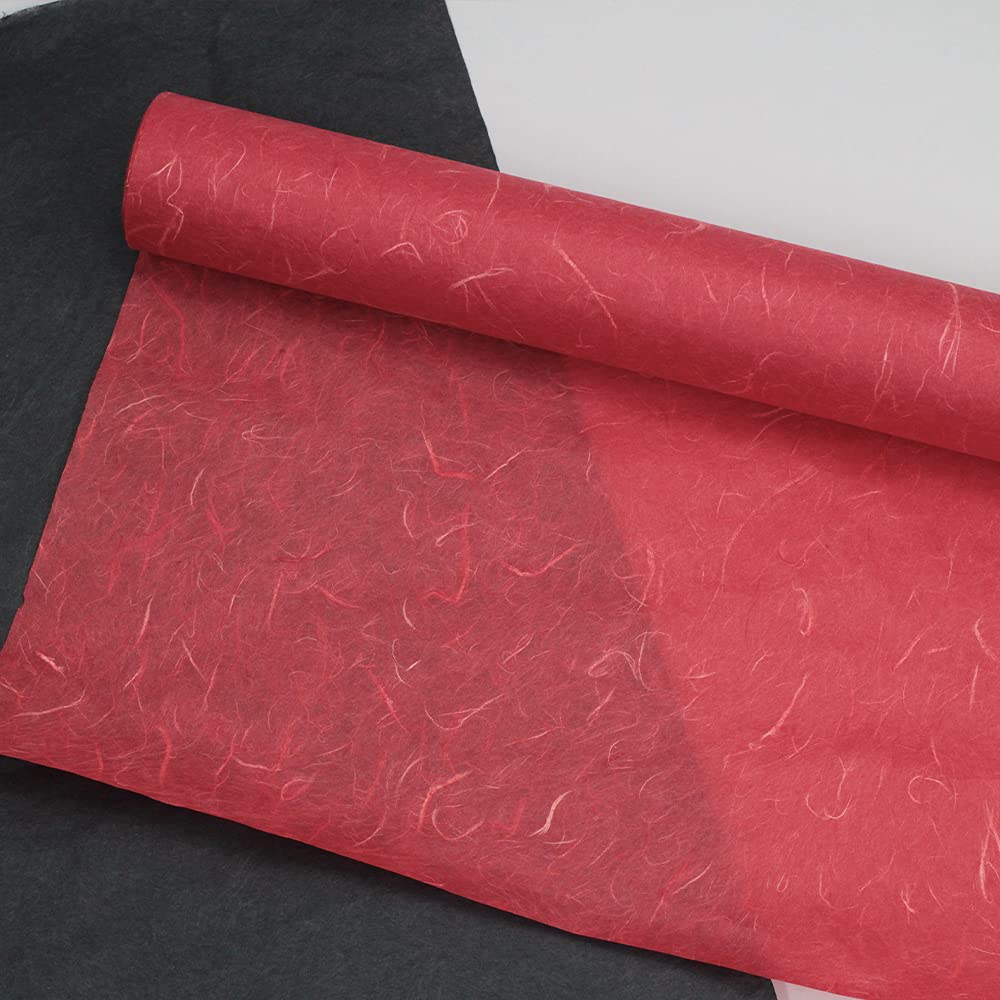 Premium Korean Traditional Mulberry Hanji Paper Roll - Natural Fiber Texture, Unyong Red (10.4