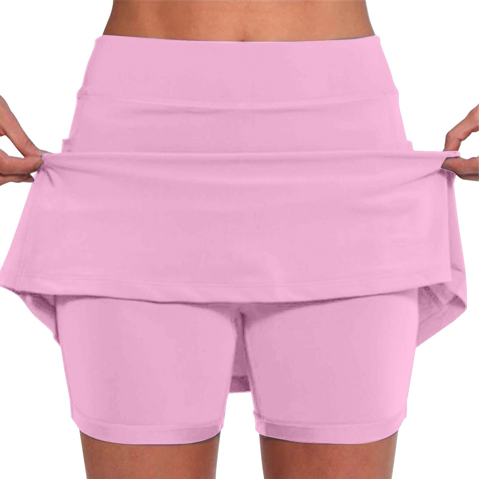 Prime Lightning Deals: High Waisted Capris & Plus Size White Leggings - Women's Cropped Palazzo Skorts, Black Cotton Yoga Leggings (D-Pink, Small) - Perfect for Yoga, Workouts & Casual Wear