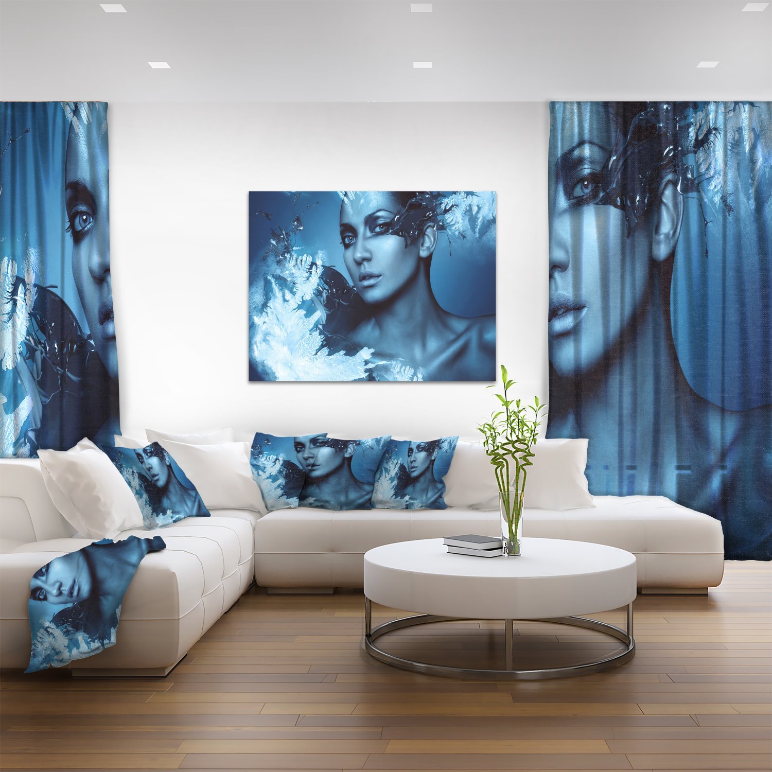Snow Splash Portrait Canvas Art Print - Elegant Winter Woman Wall Decor for Living Room, Bedroom & Office