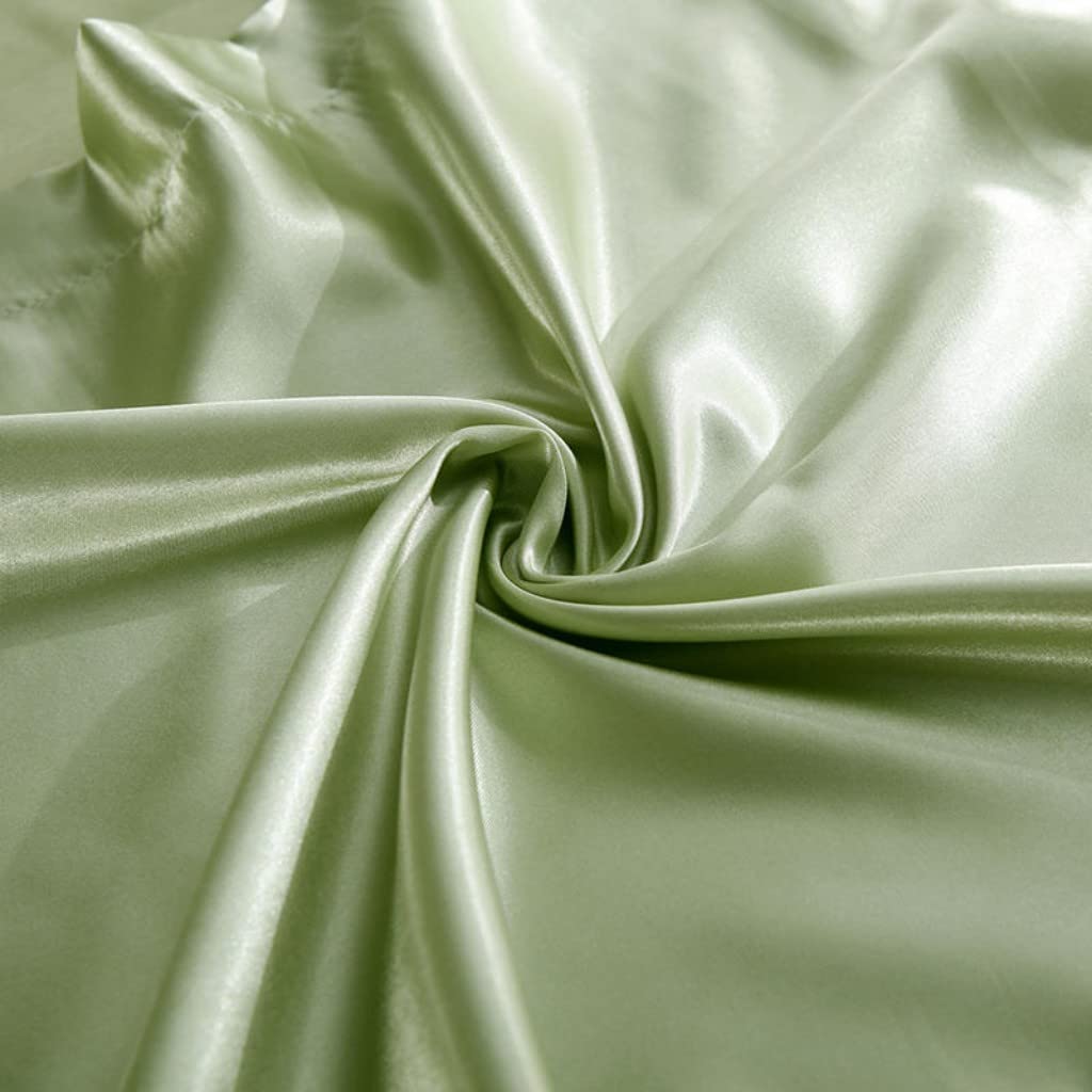 Luxury Amber Green Satin Duvet Cover Set - Full Size Soft Silky Bedding for Women, Elegant Comforter Cover with Zipper Closure (1 Duvet Cover + 2 Pillowcases) - Perfect for Master Bedroom Decor & Guest Room Luxury Upgrade