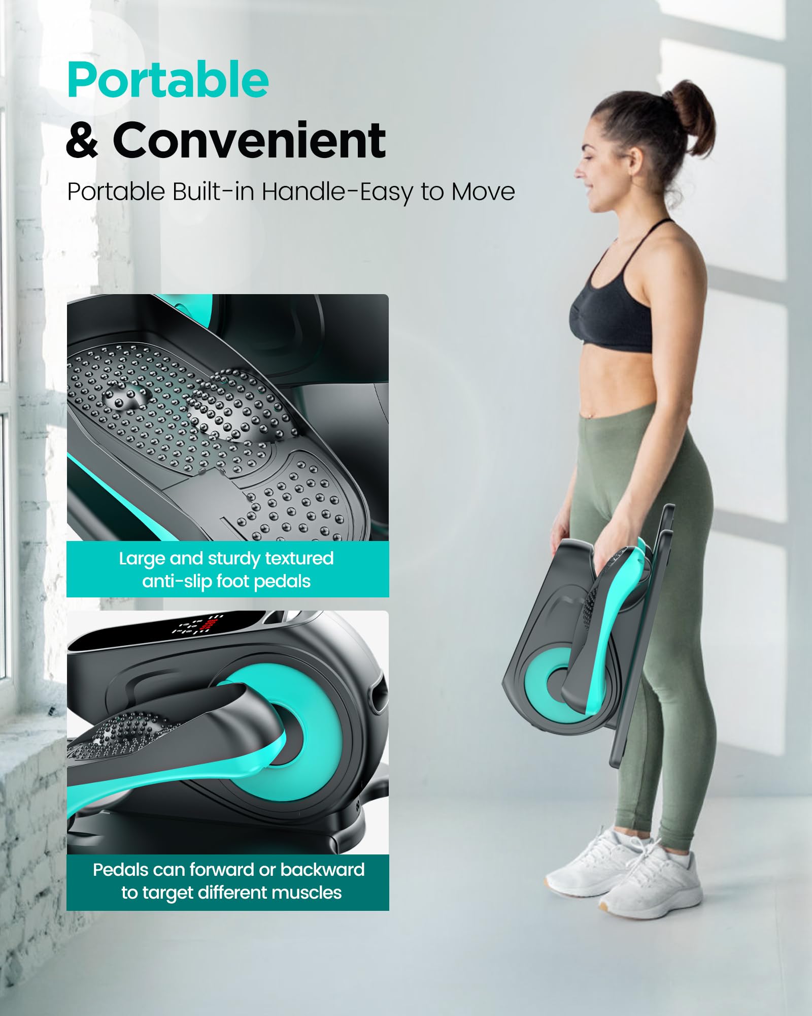 Under Desk Elliptical Machine - 10 Speed Levels, Remote Control, Quiet Leg Exerciser for Home & Office - Perfect for Seated Workouts, TV Watching & Home Gym Training