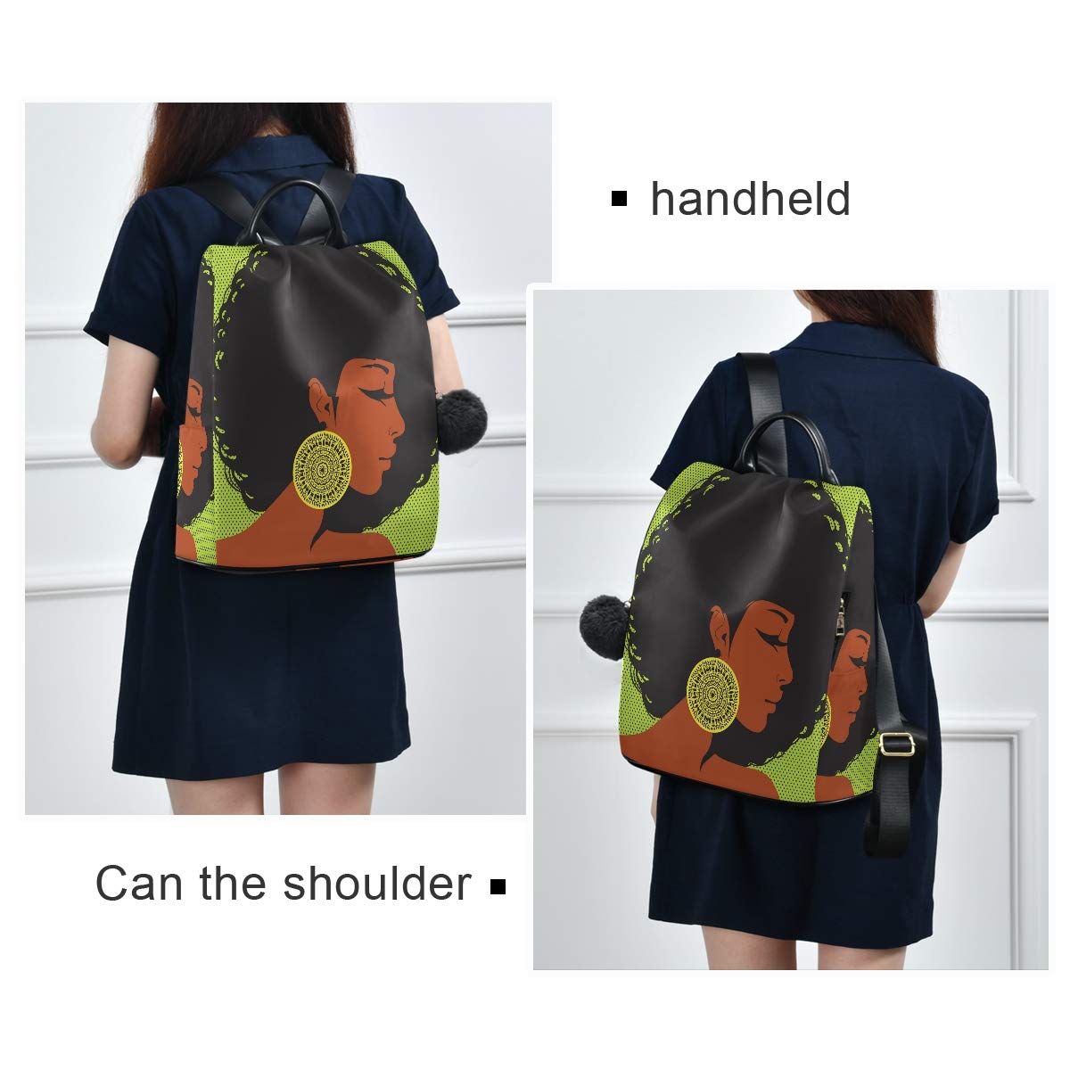 Stylish African American Women's Backpack - Durable Fashionable Shoulder Bag for Daily Use, Shopping & Travel - Perfect for Work, School & Outdoor Adventures