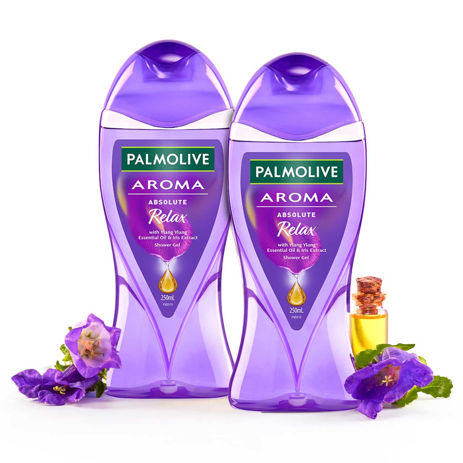 Palmolive Iris Flower & Ylang Ylang Essential Oil Body Wash - Moisturizing & Relaxing Shower Gel for Soft, Youthful Skin | Paraben-Free, Silicone-Free, pH Balanced | 2-Pack (17oz Each) | Perfect for Stress Relief & Aromatherapy Bath Time