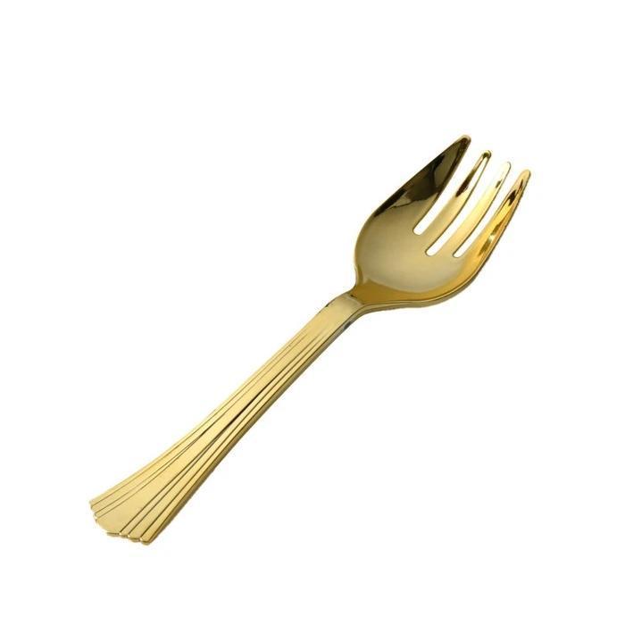 12 Inch Gold Plastic Serving Fork - Elegant Disposable Cutlery for Parties, BBQs, and Catering (1 Pack)