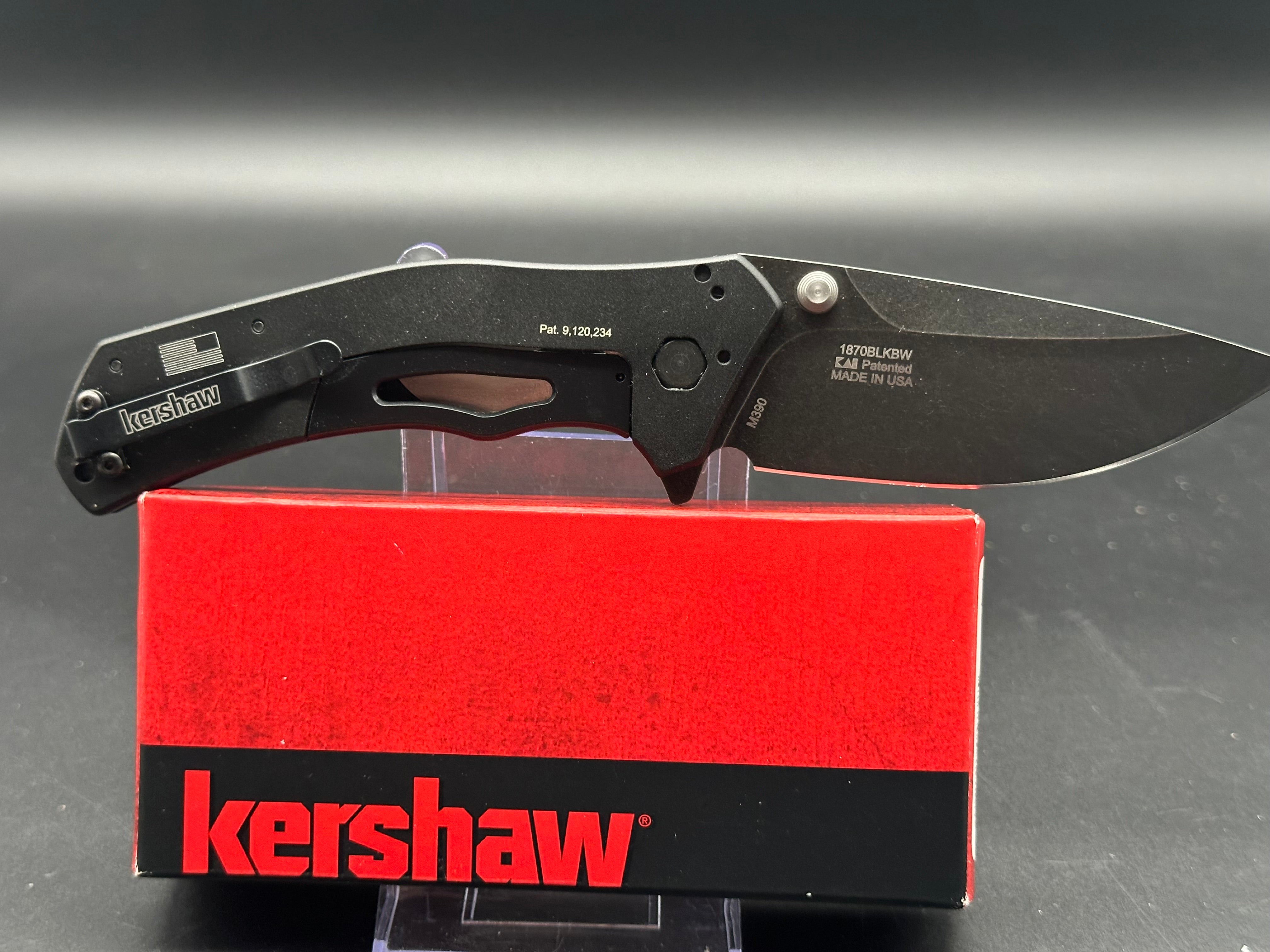 Kershaw Knockout 1870BLKBW Folding Knife - M390 Black Blade, Stars & Stripes Handle - EDC Pocket Knife for Camping, Hiking & Outdoor Adventures