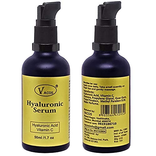 **50ml Hyaluronic Acid Serum with 3% Hyaluronic Acid, 10% Vitamin C & 10% Aloe Vera - Anti-Aging Moisturizer for Wrinkle Reduction, Skin Brightening & Collagen Boost - Perfect for Daily Hydration & Nighttime Skin Rejuvenation**