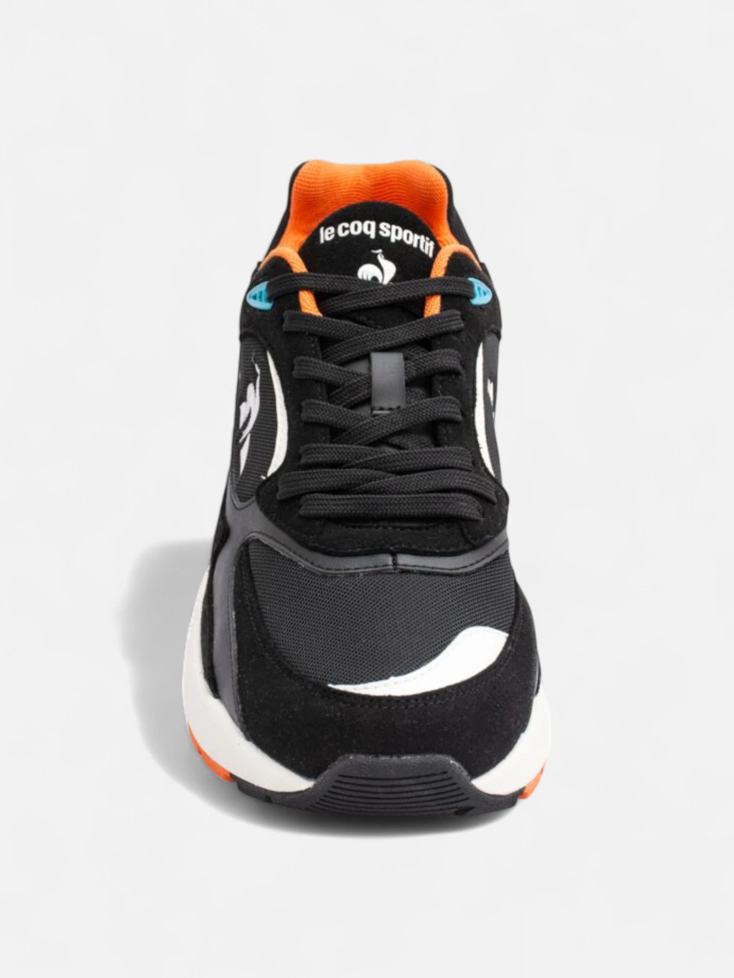 Le Coq Sportif R1100 Pop Sneakers - Black, Orange & Sky Blue Running Shoes for Men & Women | Lightweight Comfort for Jogging, Gym & Casual Wear