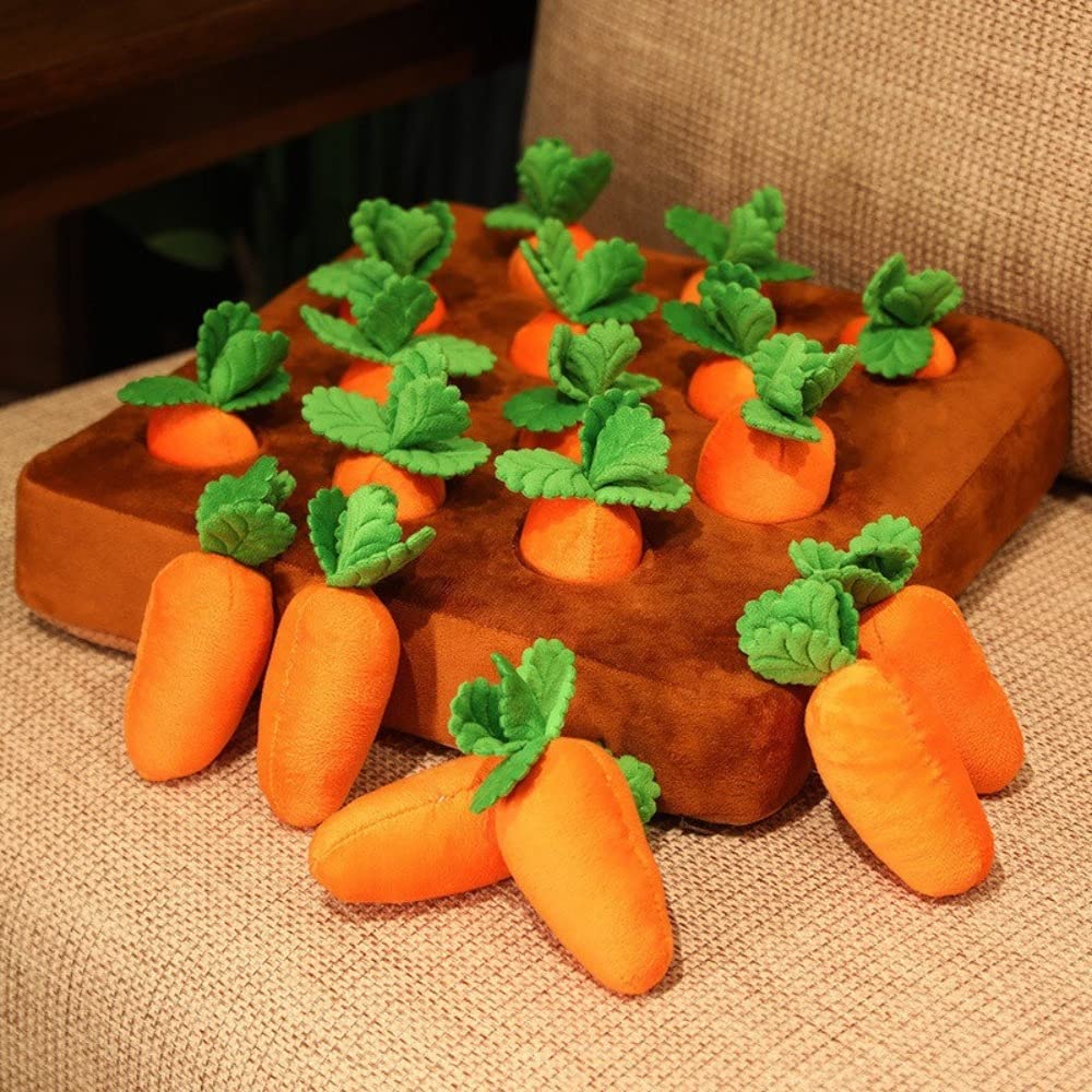 Soft Carrot Plush Dog Toy - Durable & Cute Vegetable Chew Toy for Small & Large Dogs - Perfect for Playtime, Training & Cuddling