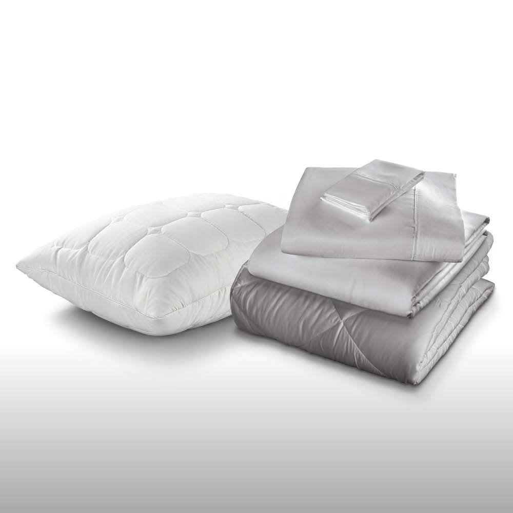 Fabrictech International 5-Piece Sleep Kit - Twin Size Bedding Set with Comforter, Sheet Set & Pillow in Dove Gray | Soft & Breathable for Cozy Nights | Perfect for Dorms, Guest Rooms & Kids Bedrooms (PCSMFBB-T-GY)