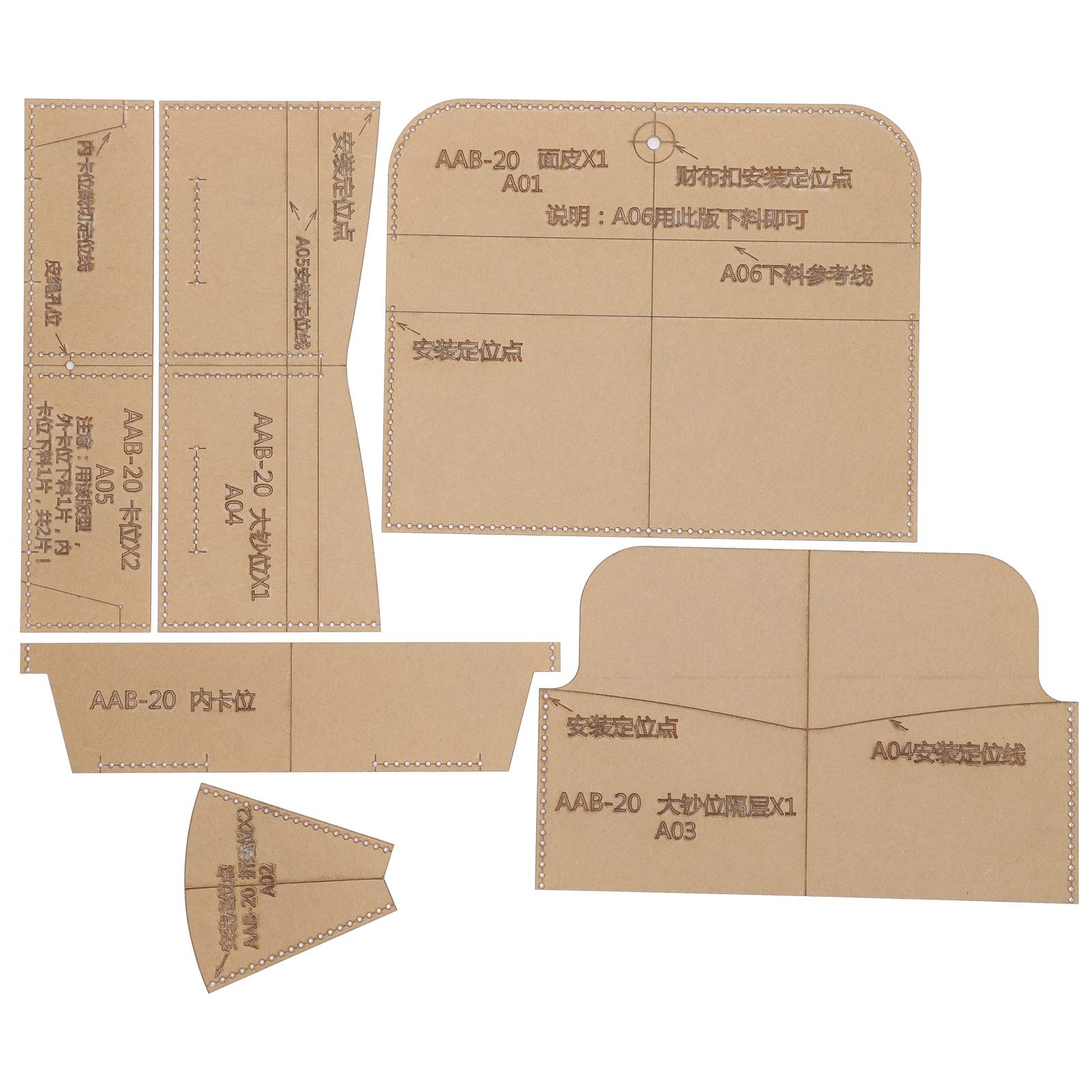 6Pcs Clear Acrylic Long Wallet Template Set - DIY Leather Craft Pattern Mold for Handmade Purses & Handbags | Perfect for Leatherworking, Wallet Making, and DIY Gift Projects