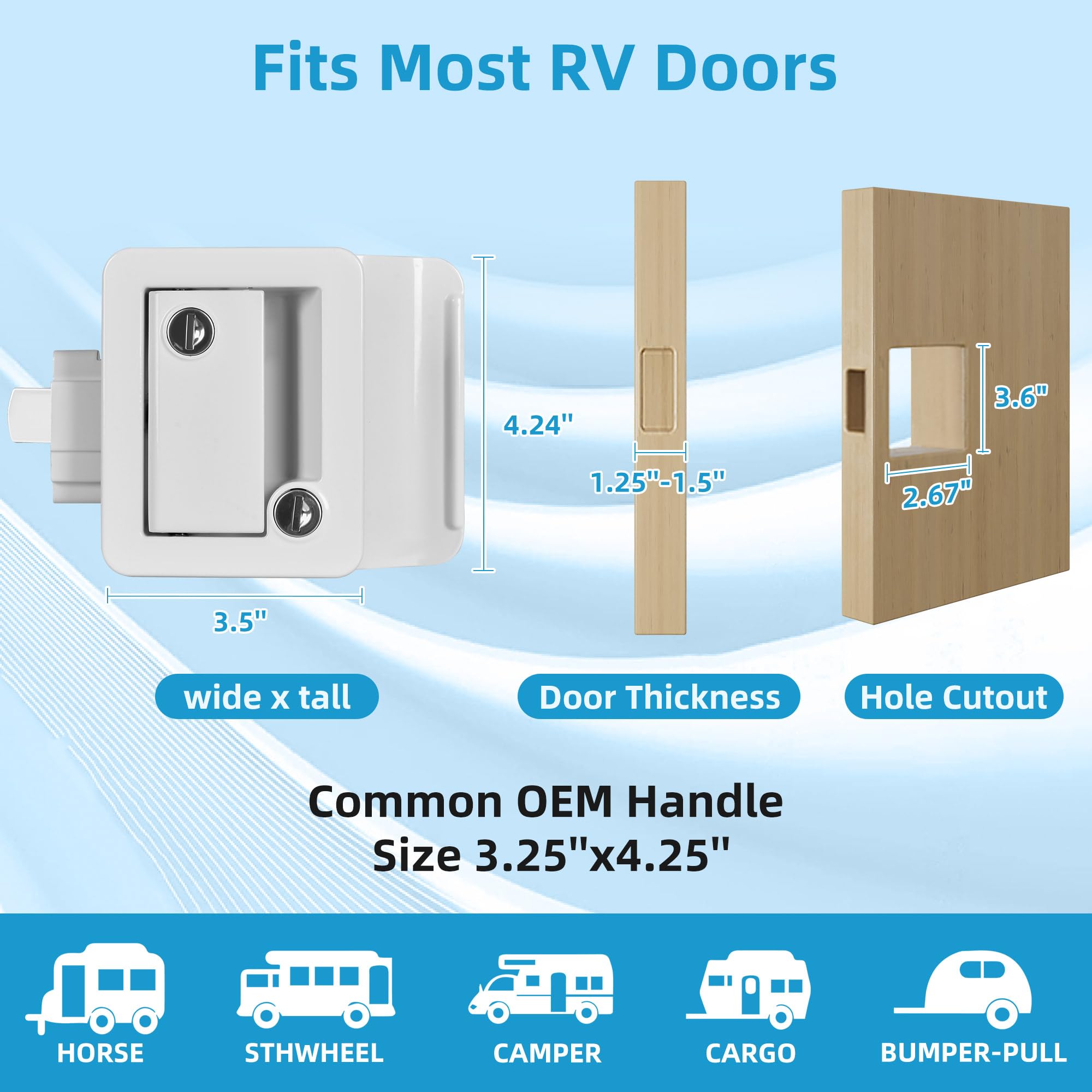 YITAHOME RV Door Lock Replacement Kit - 2 Pack Zinc Alloy Camper Lock for Travel Trailers & Horse Cargo Haulers - Fits 2.75