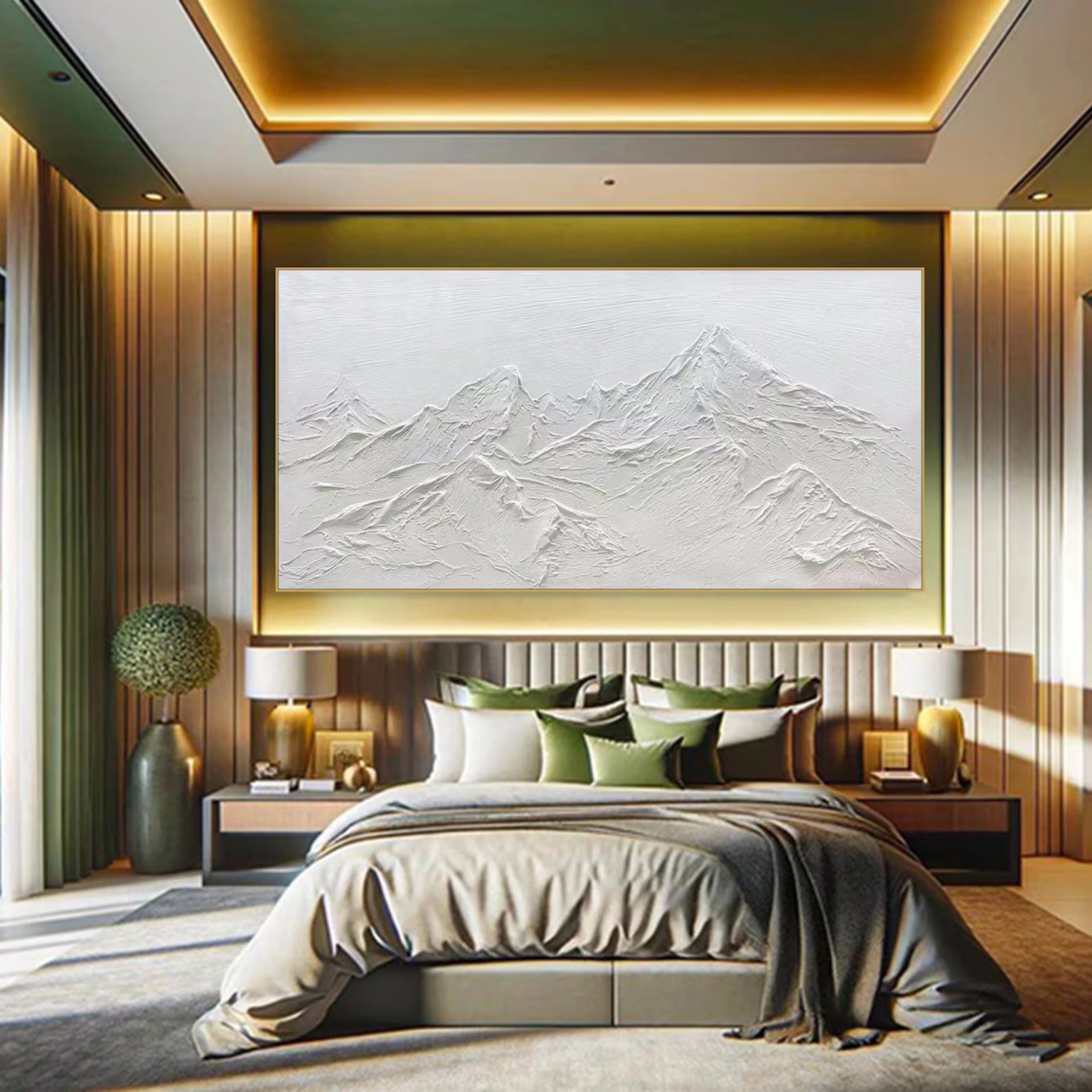 White Minimalist Textured Painting Canvas #MM107 - Modern Abstract Wall Art for Living Room, Bedroom & Office Decor