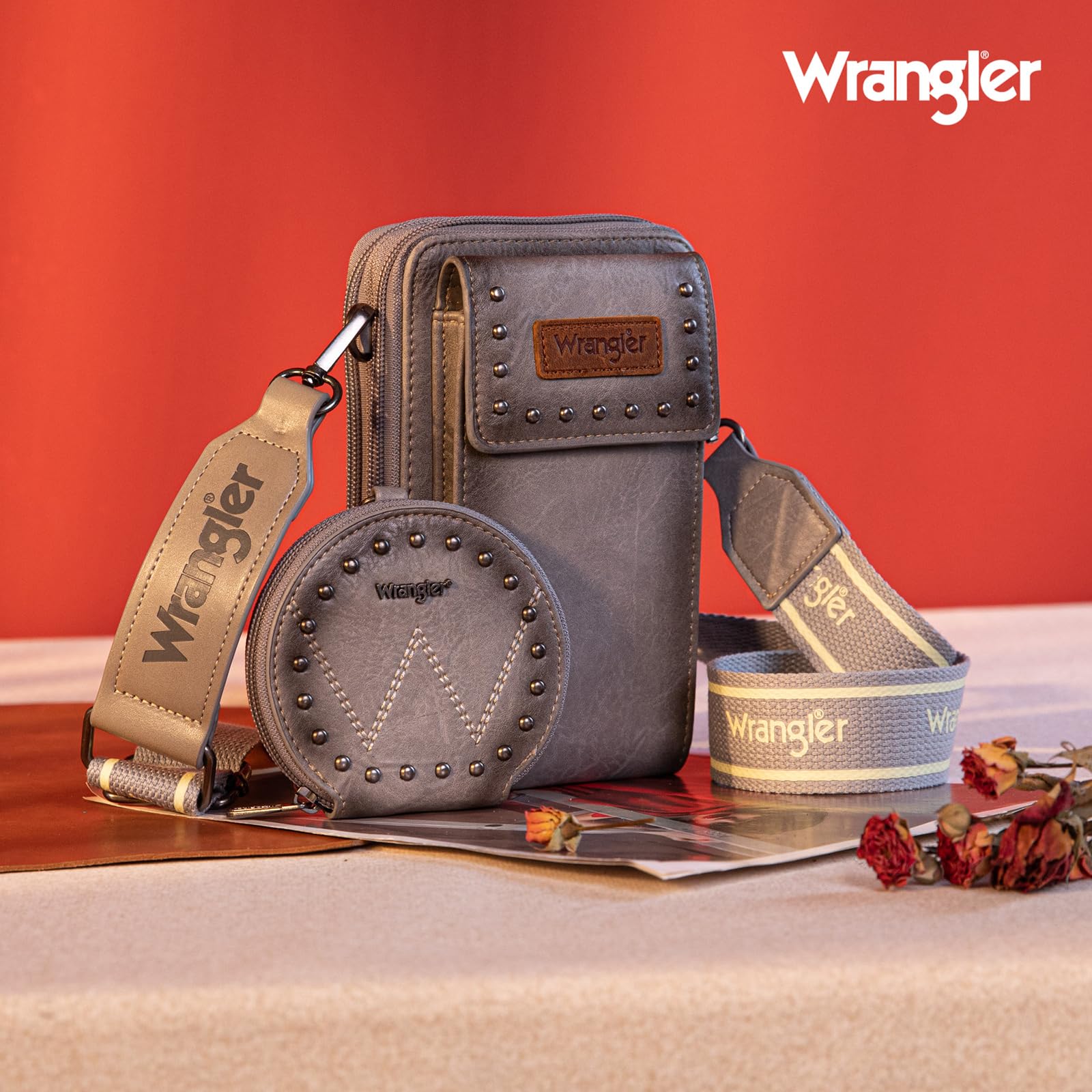 Wrangler 3-Piece Women's Doctor Bag Set - Top Handle Satchel Purse with Matching Cell Phone Bag & Coin Wallet | Professional Work Bag, Office Essentials, Business Travel Accessories