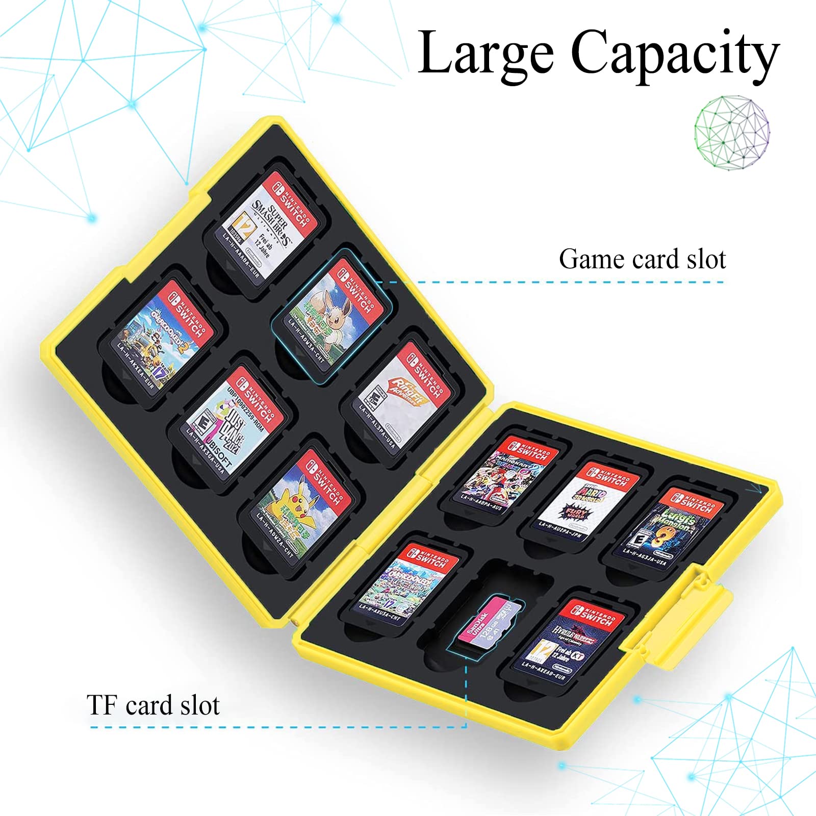 Nintendo Switch Game Card Holder - 12 Slot Portable Thin Hard Storage Case for Switch Games with Gift Key Ring Sword (Question Mark) - Perfect for Travel, Gaming Parties & Organizing Your Game Collection