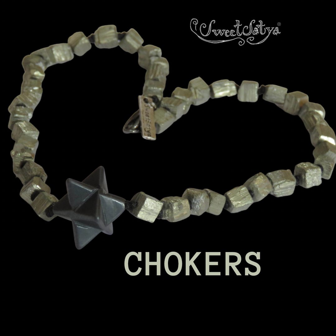 Merkabah Pyrite Choker Necklace - Spiritual Healing Crystal Jewelry for Women - Sacred Geometry Pendant for Meditation, Yoga & Energy Protection