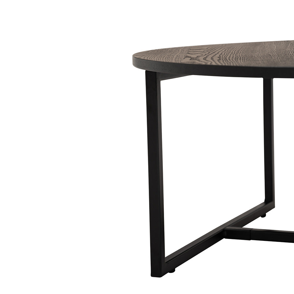 Round Coffee Table 100cm - Modern Black Wooden Living Room Table for Small Spaces | Perfect for Apartments, Studios & Cozy Home Decor