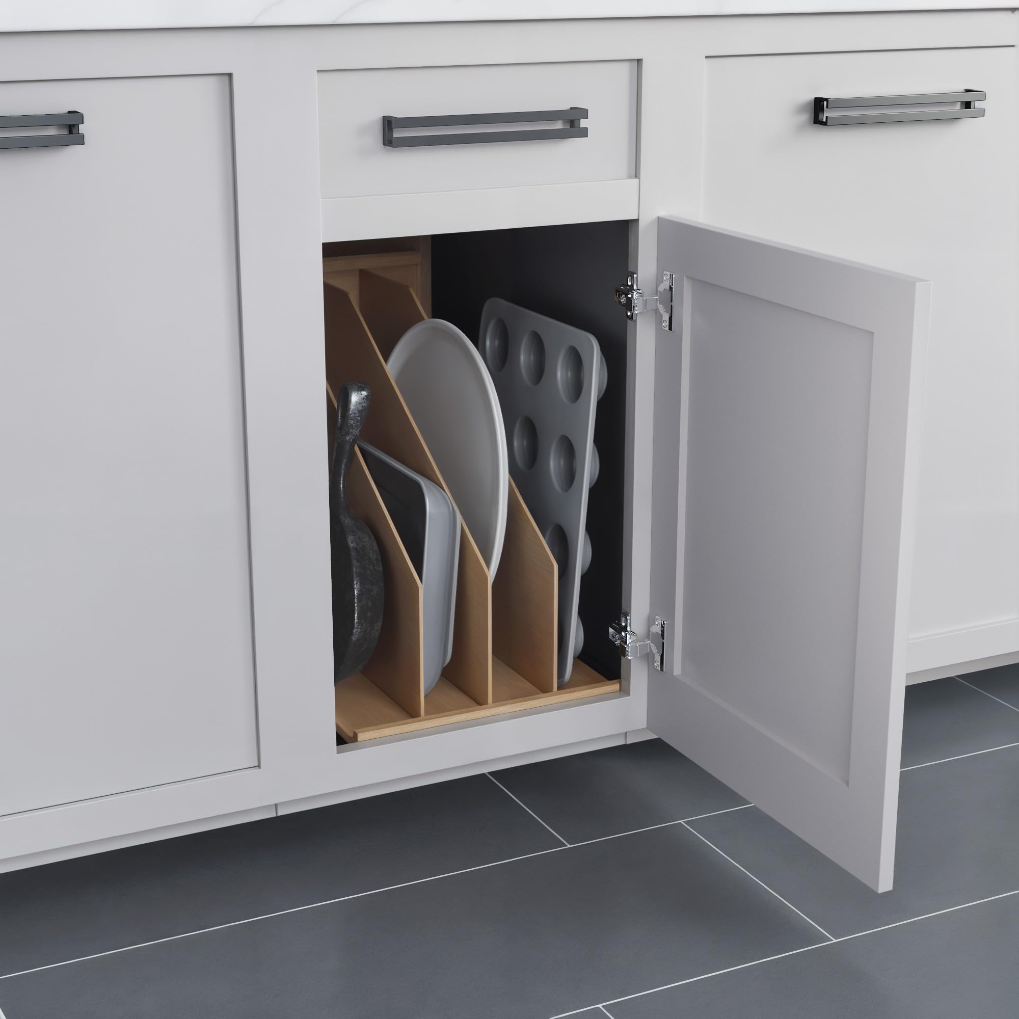 Dowell 4007 TD3 15-Inch Wooden Cabinet Organizer - Vertical Tray Divider for Kitchen Storage | Perfect for Spice Racks, Utensil Holders & Pantry Organization