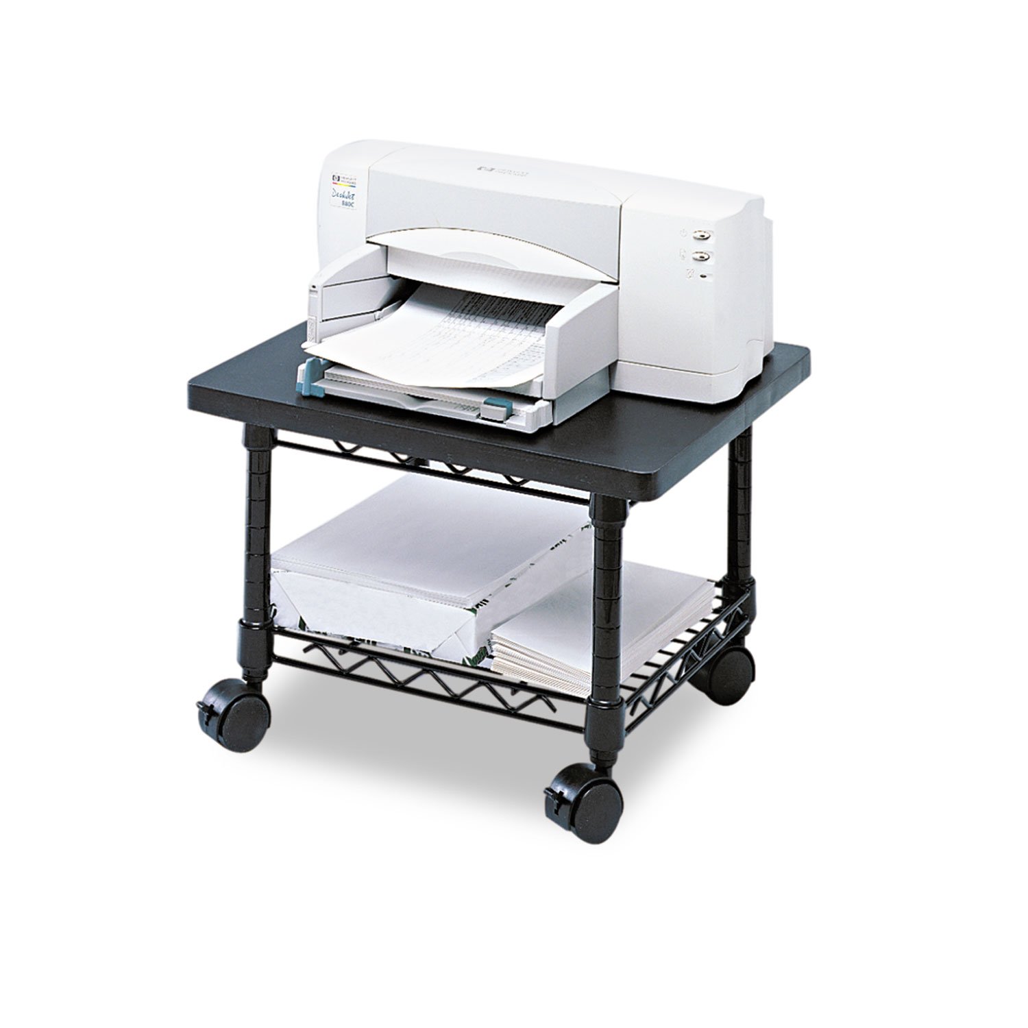 SAF5206BL - Adjustable Under Desk Printer Stand with Fax Machine Holder, Space-Saving Home Office Organization Solution for Small Workspaces