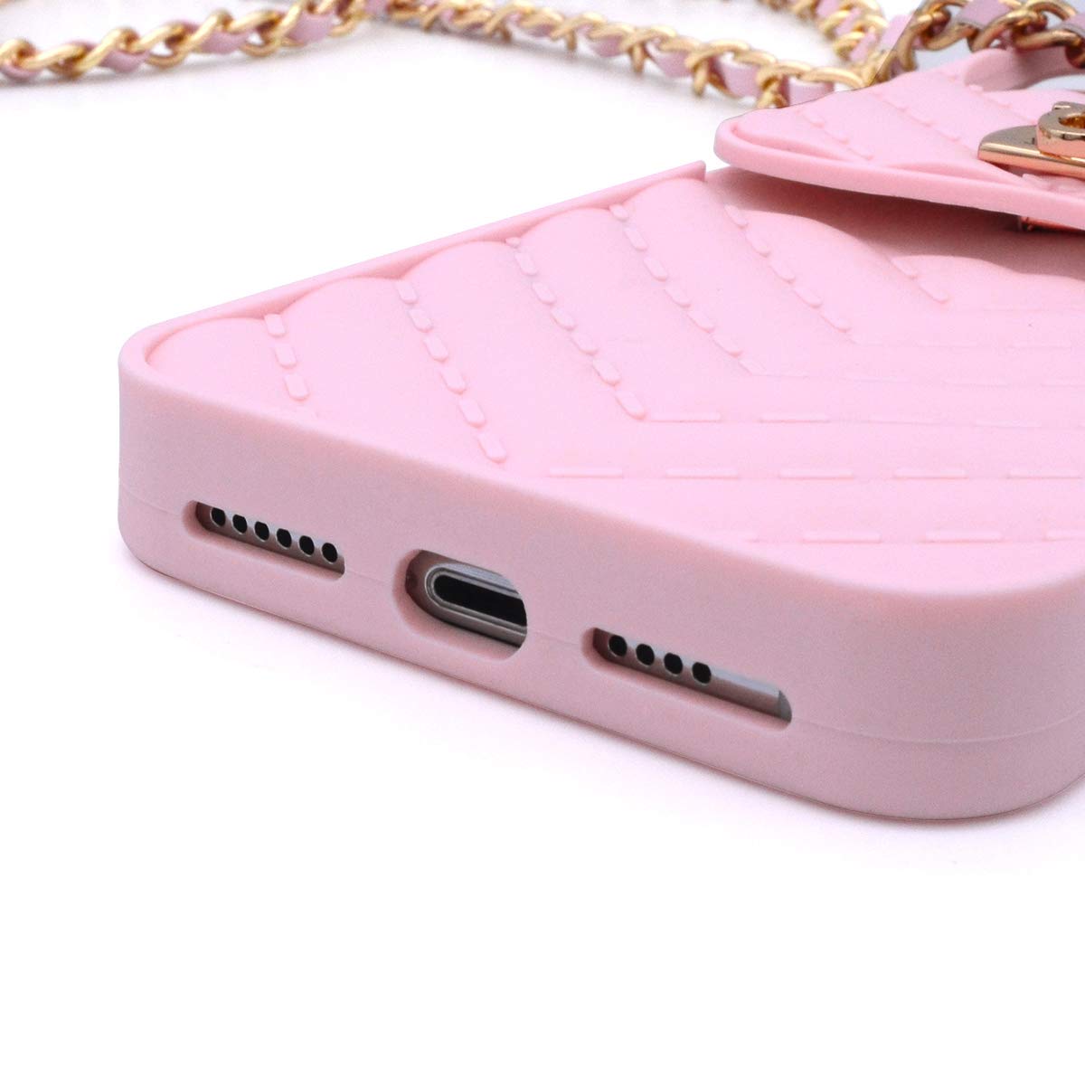 **LUVI iPhone 12 Mini Wallet Case with Crossbody Strap – Slim Credit Card Holder & Soft Silicone Cover (5.4 Inch, Pink) – Perfect for Travel, Shopping, and Everyday Use**