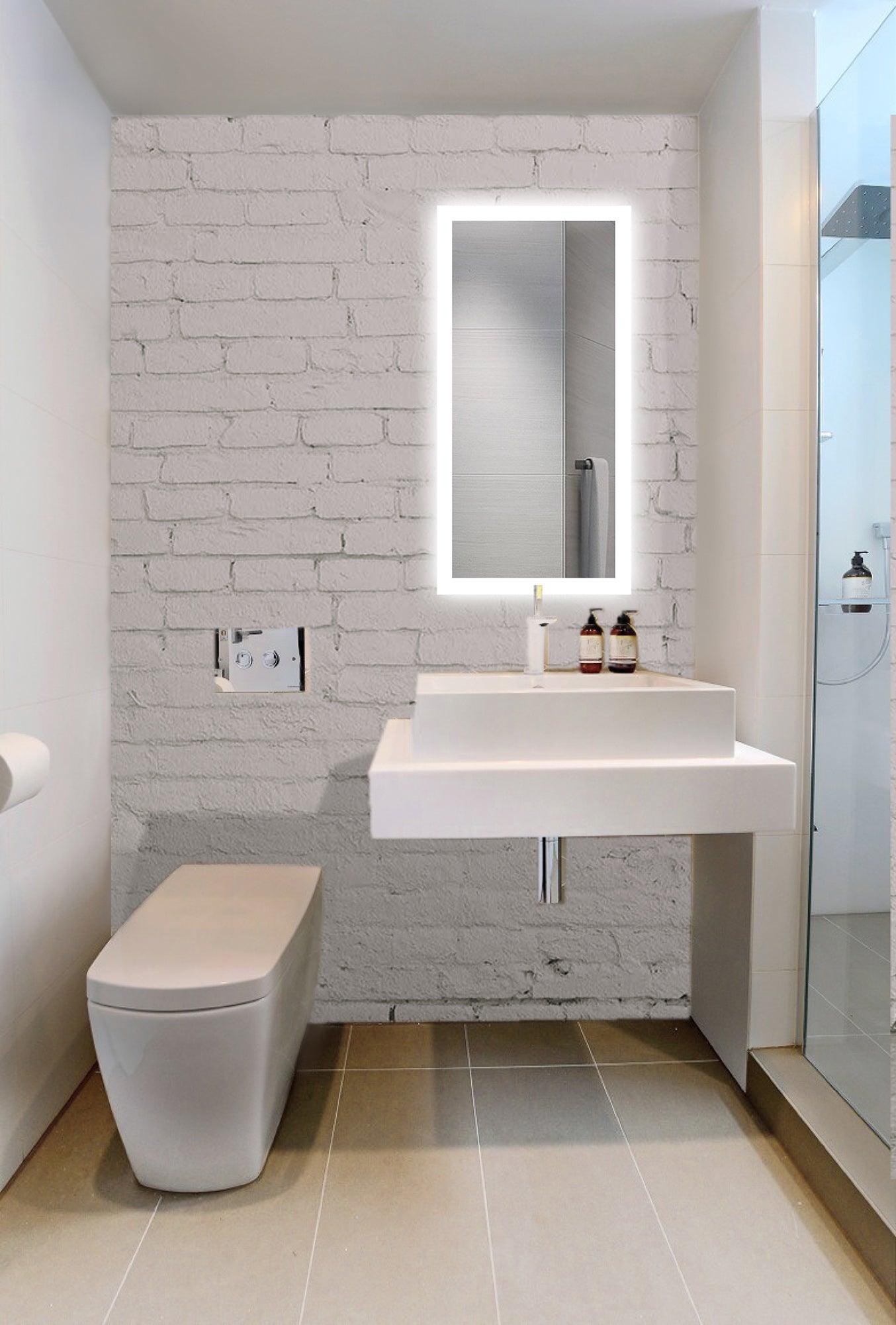 Krugg Bijou 15x30 Inch LED Bathroom Mirror with Adjustable Dimmer & Anti-Fog Function - Perfect for Modern Vanity, Spa-Like Bathroom & Makeup Application