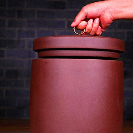 Premium Zisha Clay Tea Storage Container - Large Capacity (Holds 9x357g Tea Cakes or 1.5kg Loose Leaf Tea) | Ideal for Pu-erh, Black Tea & Oolong Tea Storage & Aging