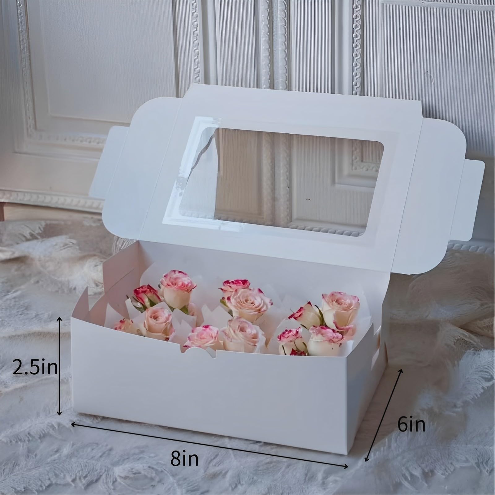 20pcs White Cookie Boxes with Window - Gift Pastry Boxes for Donuts, Bread & Holidays