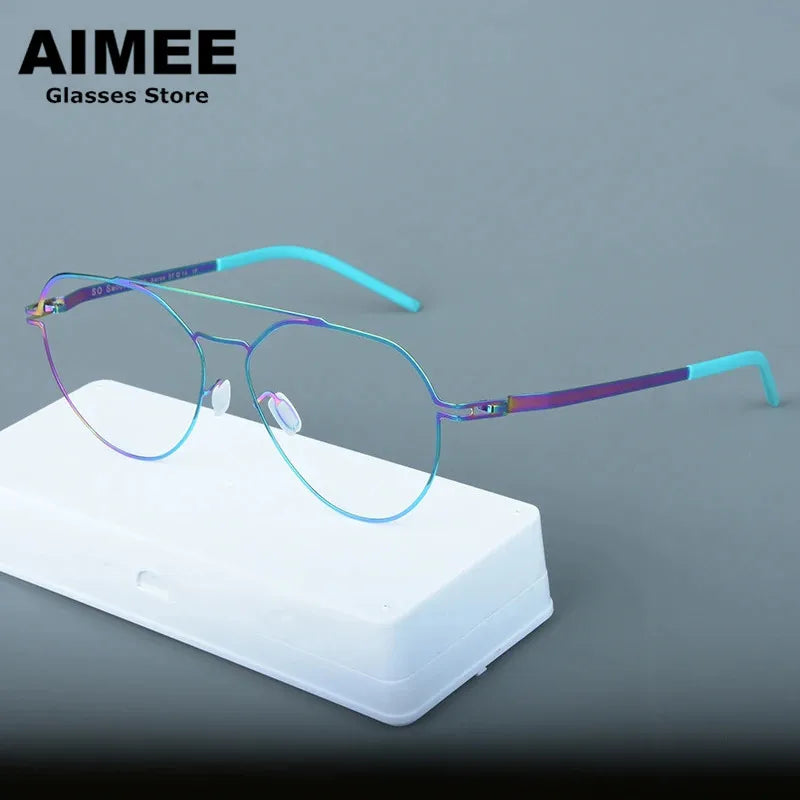 Aimee Unisex Full Rim Oval Double Bridge Steel Eyeglasses 14647 - Stylish & Durable Eyewear for Men & Women - Perfect for Reading, Work, and Everyday Fashion