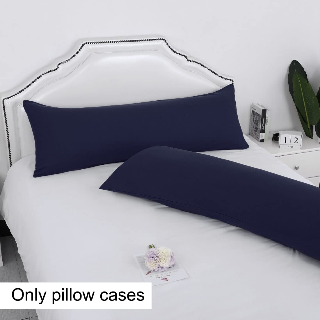 PiccoCasa 2 Pack Body Pillow Case - 20x54 Inch Soft Brushed Microfiber Pillow Cover with Envelope Closure - Navy Blue Long Body Pillow Cover for Adults, Pregnancy, Side Sleepers & Comfort - Hypoallergenic & Breathable Bedding Accessory