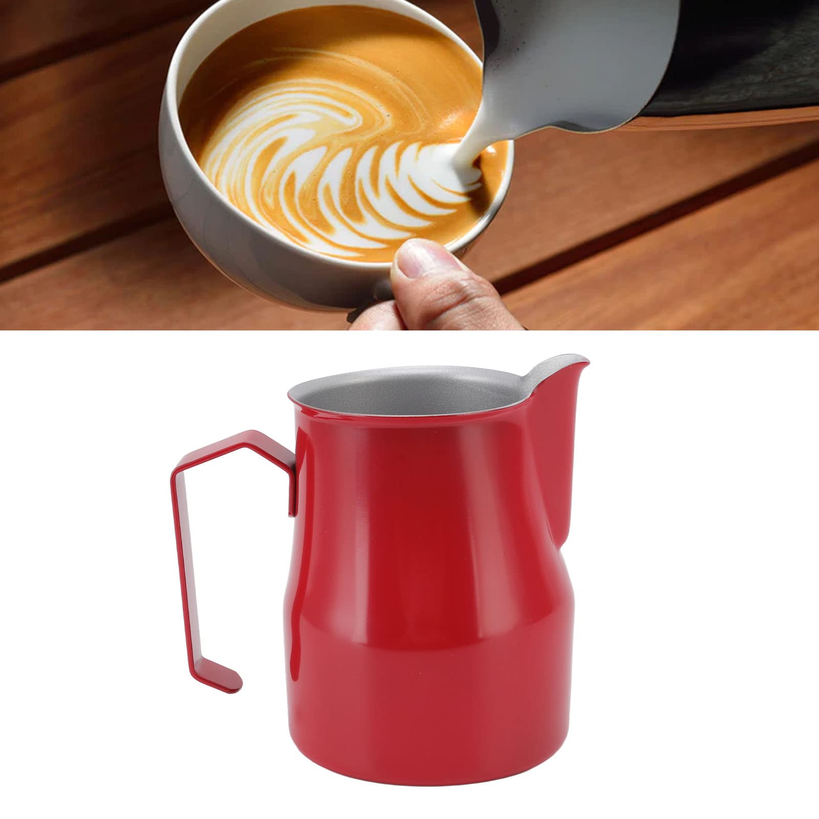 Stainless Steel Coffee Steaming Pitcher - 20oz Barista Milk Frothing Jug with Spout & Handle, Perfect for Latte Art & Cappuccino Making in Coffee Shops & Home Brewing