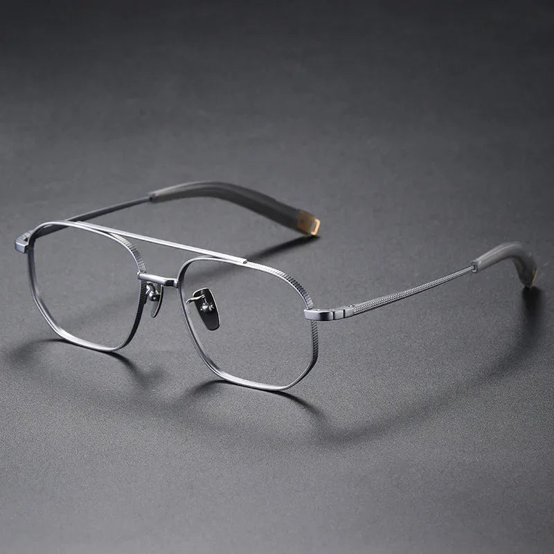 Aror Unisex Full Rim Square Double Bridge Titanium Eyeglasses 47518 - Lightweight Durable Frame for Men & Women - Perfect for Reading, Work, and Fashion Accessories