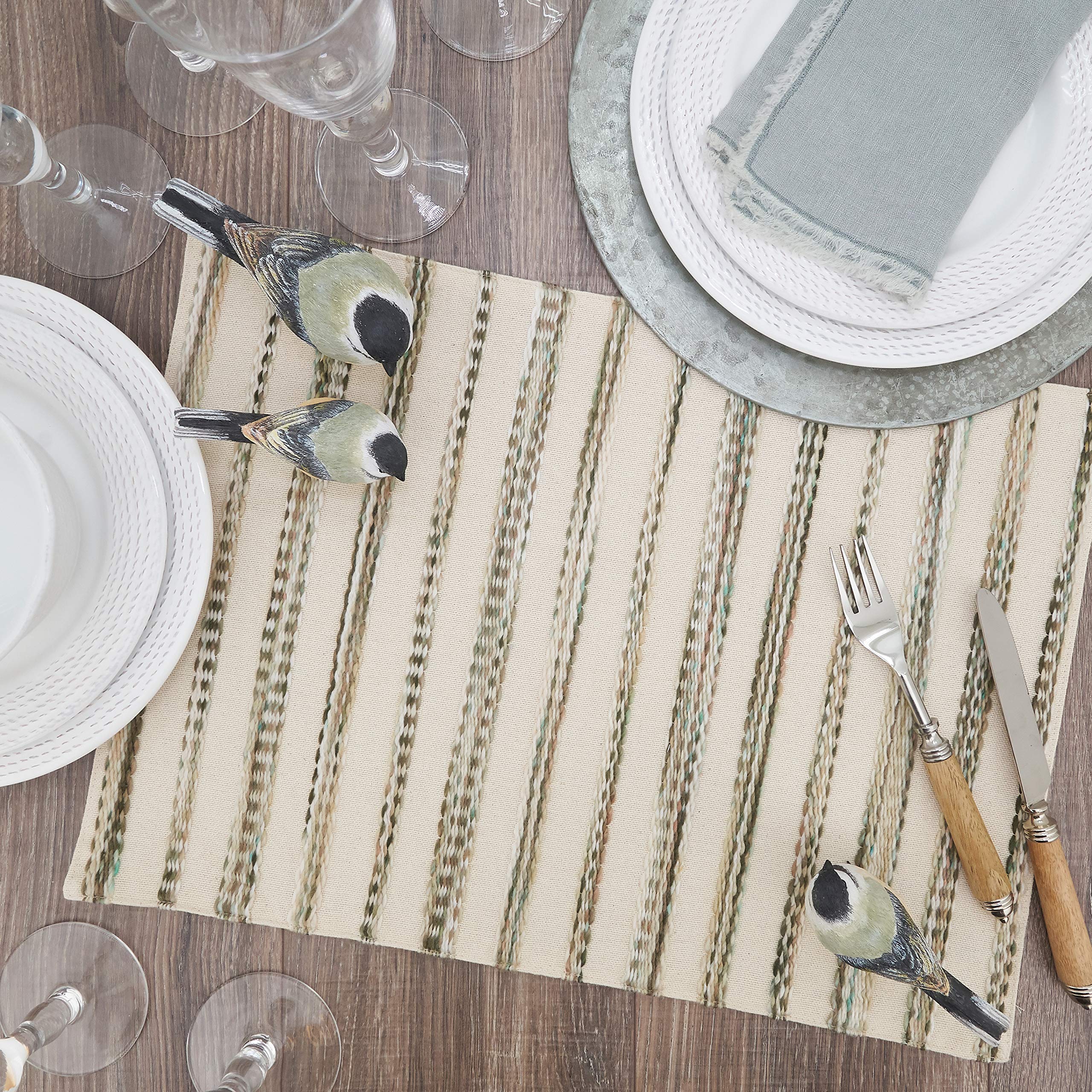Premium Stripe Weave Design Placemats Set of 4 - Waterproof & Heat Resistant Table Mats for Dining, Kitchen, and Party Decor