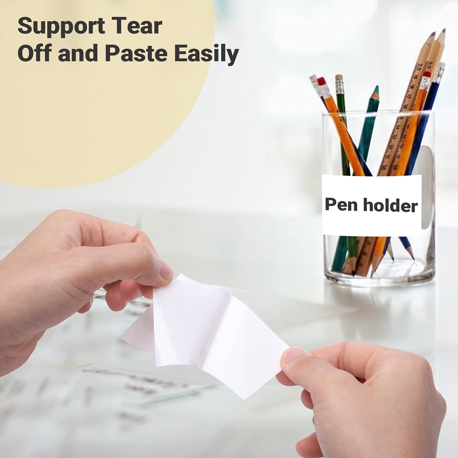Mini Bluetooth Pocket Sticker Printer - Portable Thermal Photo Printer for iPhone & Android - White Self-Adhesive Paper Compatible with T02/M02X/M02XS - Perfect for Journaling, Scrapbooking, Note-Taking & DIY Crafts