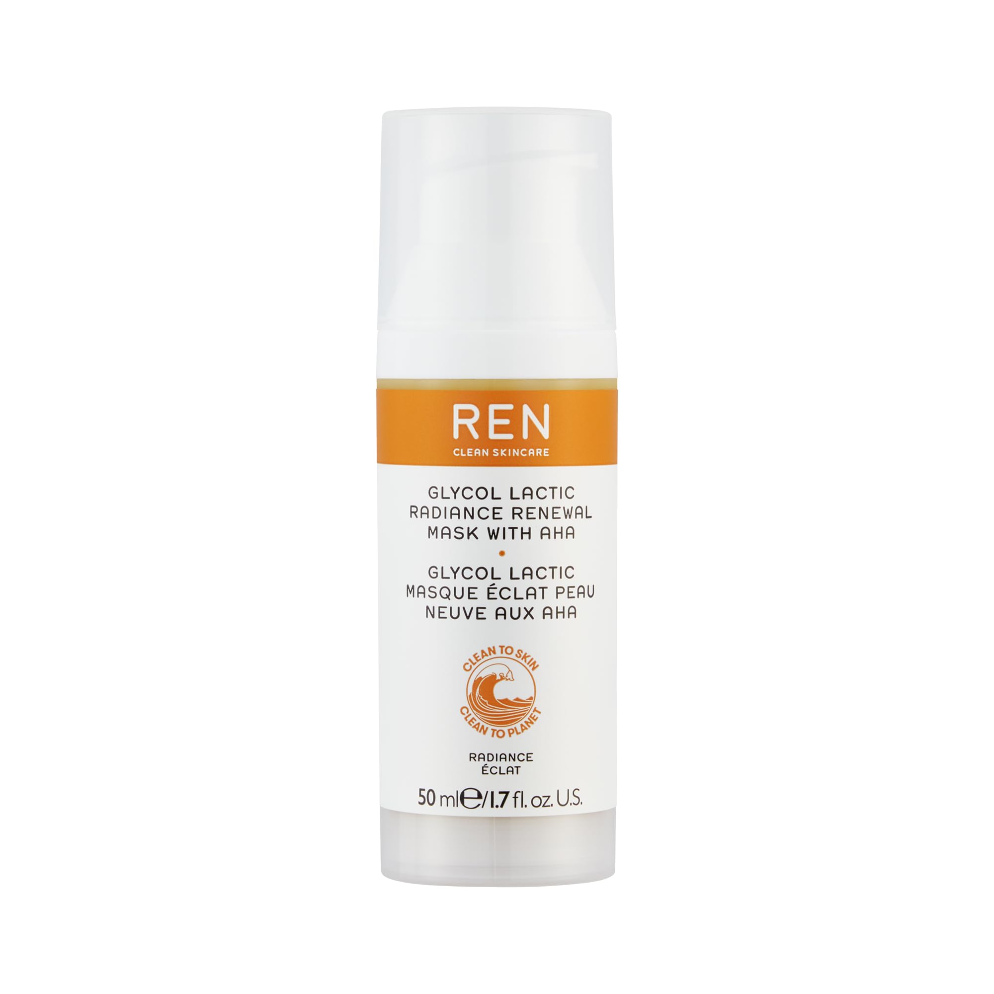REN Glycolactic Radiance Renewal Mask 50ml - Brightening & Exfoliating Face Mask for Glowing Skin, Perfect for Nighttime Skincare Routine