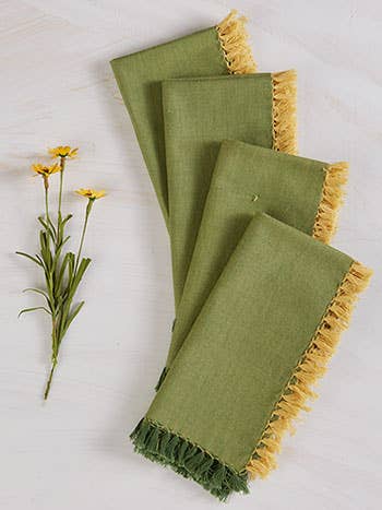 Premium Chambray Napkins Set of 4 - Soft & Absorbent Cotton Table Linens for Everyday Dining, Dinner Parties & Special Occasions