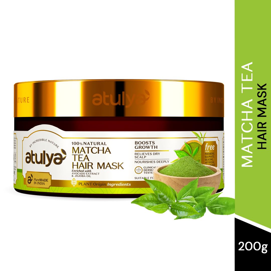 Atulya Matcha Tea Hair Mask - 200g | Deep Conditioning Treatment for Dry & Damaged Hair | Perfect for Salon-Quality Hair Care at Home