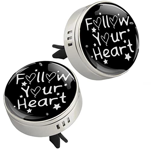 Follow Your Heart Black White Car Air Freshener Vent Clip - Aroma Diffuser for Fresh Car Smell, Air Conditioner Ornament, Ideal for Daily Commute and Road Trips