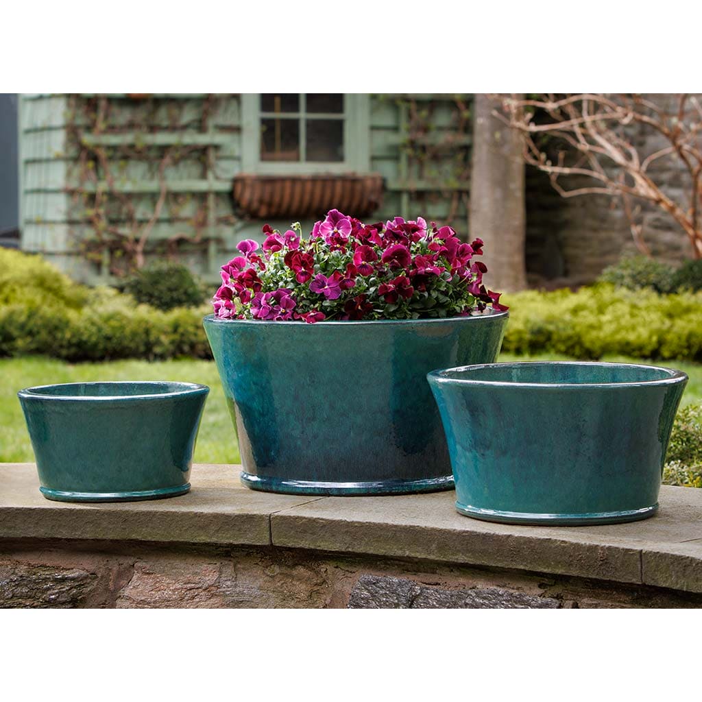 Campania International Darrowby Planter Set of 3 - Indigo Rain Glazed Ceramic Flower Pots for Indoor/Outdoor Plants - Perfect for Patio, Garden, and Home Decor