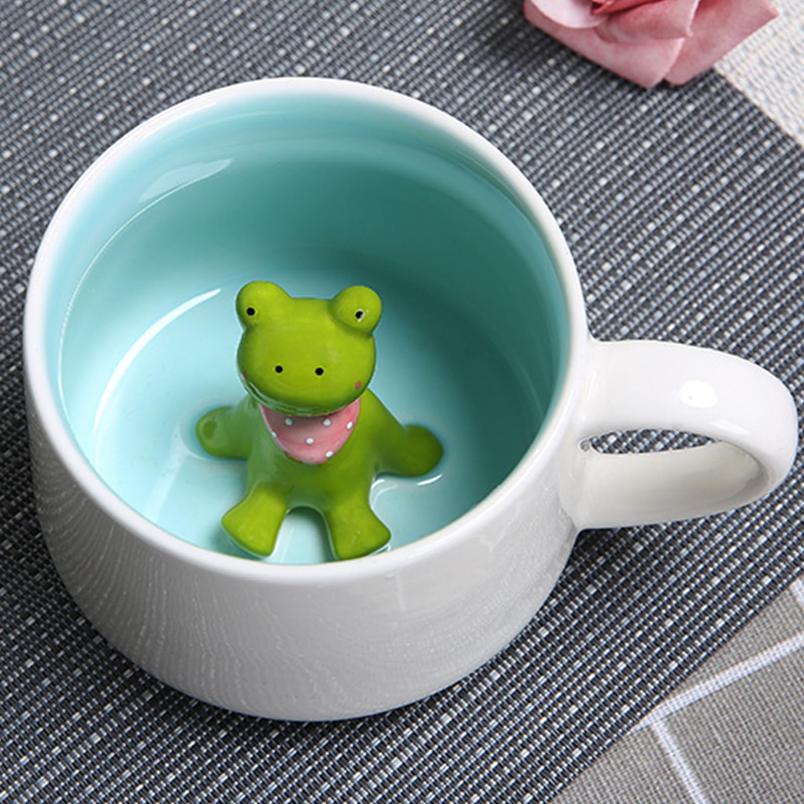 Funny Frog Coffee Mug with Animal Inside - 12 Oz Ceramic Novelty Cup with Handle & Spoon - Cute Tea Cup for Kids, Unique Birthday Gift for Women & Friends - Perfect for Home, Office & Coffee Lovers