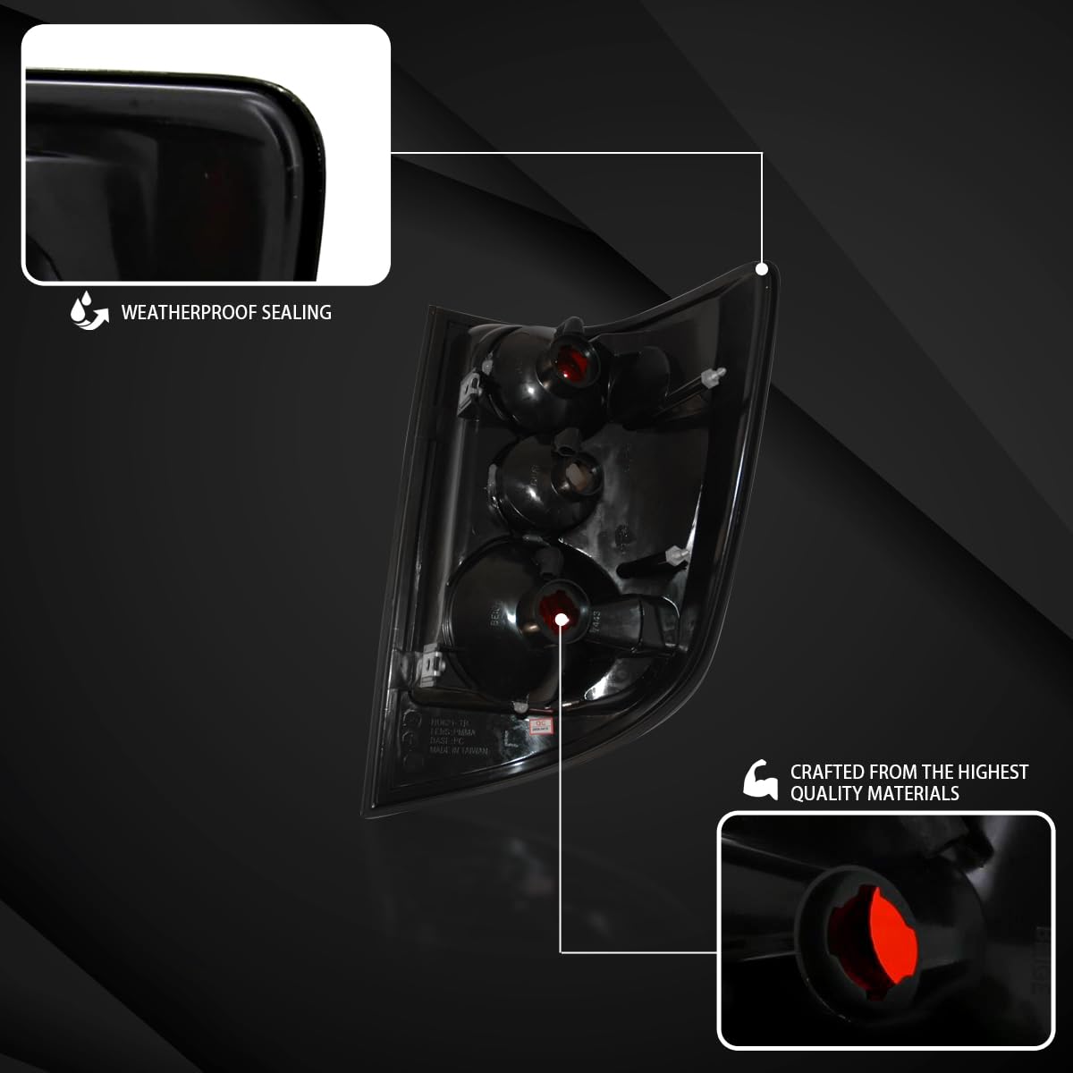 AUTOZENSATION Smoke Lens Tail Lights Brake Lamps - Compatible Pair for 2005-2010 Honda Ridgeline (Left + Right) | Upgrade Your Truck's Style & Night Visibility
