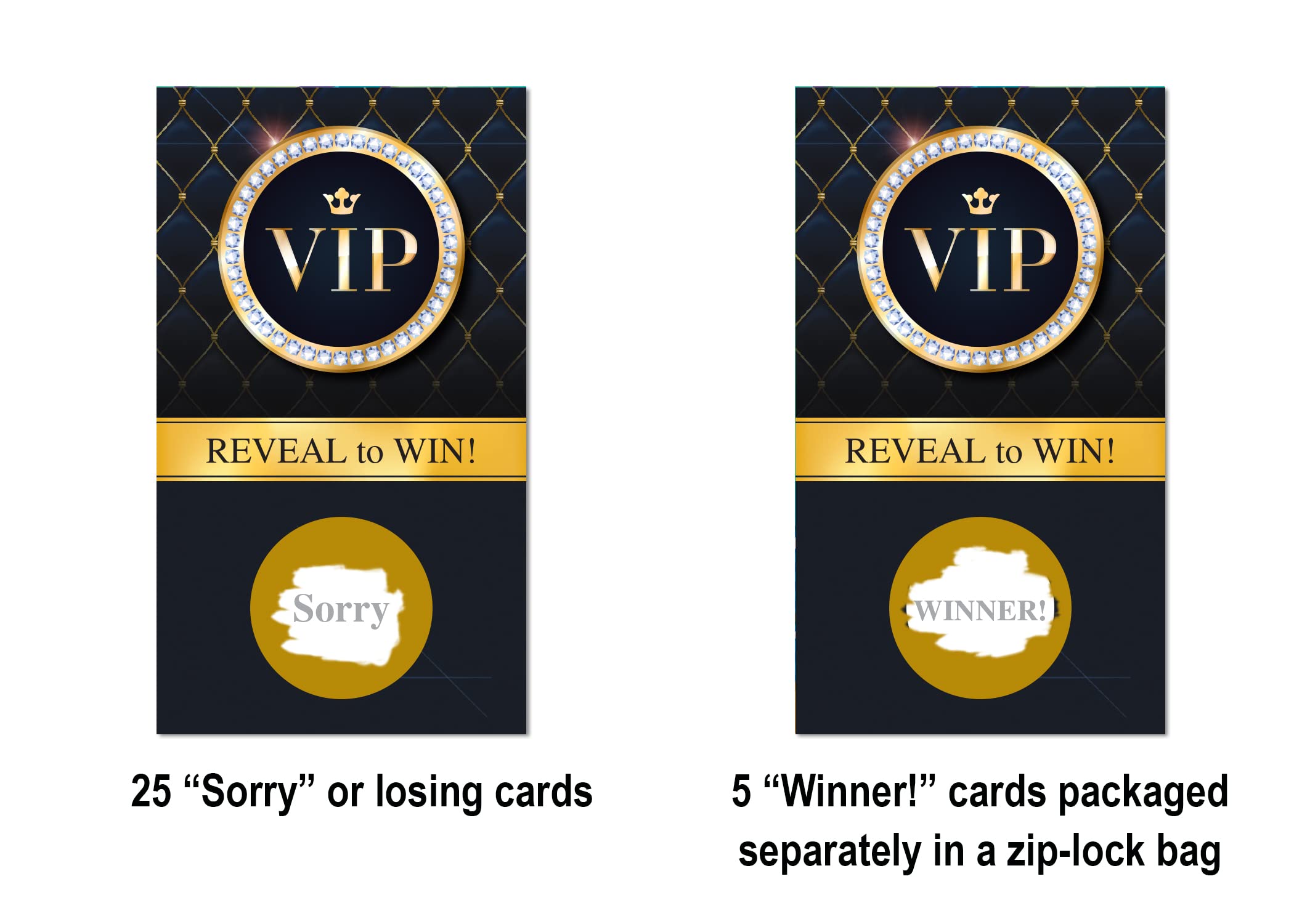 VIP Scratch Off Cards - Pack of 30 Premium Scratch Off Tickets for Parties, Events & Giveaways | Fun Game Night Activity & Raffle Prizes