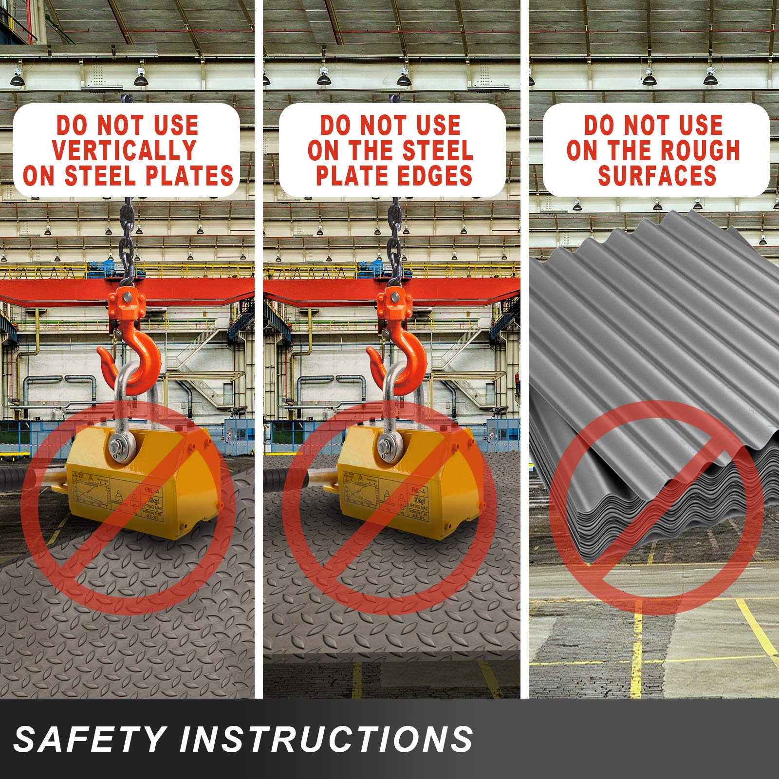 1320 Lbs Capacity Permanent Magnetic Lifter - Heavy Duty Steel Lifting Magnet with Quick Release for Hoists & Shop Cranes - Ideal for Lifting Steel Plates, Metal Sheets & Construction Materials - Perfect for Warehouses, Factories & Metalworking Shops