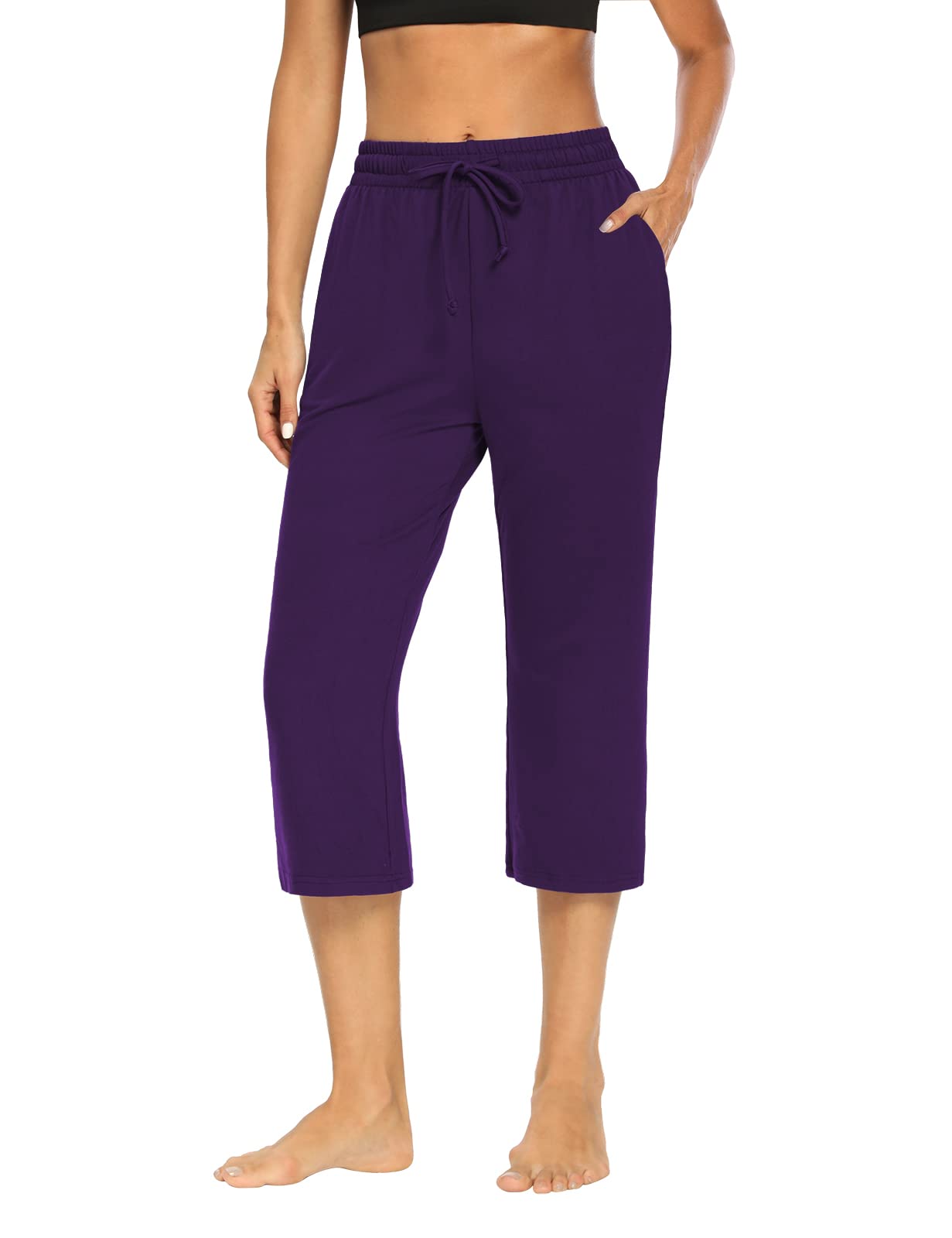 NOAHELLA Women's Capri Yoga Pants with Drawstring - Comfortable Crop Joggers & Lounge Sweatpants for Women - Stretchy Workout Pants with Pockets - Perfect for Yoga, Running, Gym & Casual Wear