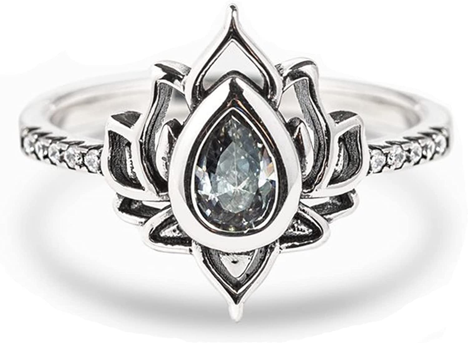 No Mud No Lotus Ring - Sterling Silver Lotus Flower Chakra Ring for Women, Inspirational Jewelry Gift for Daughter, Mom - Perfect for Meditation, Yoga & Spiritual Healing