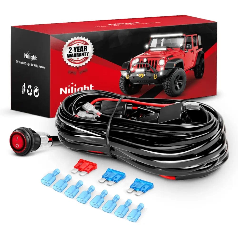 16AWG Wire Harness Kit with 12V 3-Pin Switch, 3 Fuses & 8 Spade Connectors - Perfect for Automotive, Marine & DIY Electrical Projects