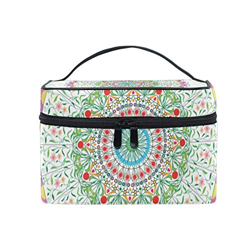 Dragon Sword Round Pen Floral Cosmetic Toilet Bag for Women - Travel Makeup Organizer with Handle, Waterproof Flat Purse for Toiletries & Cosmetics | Perfect for Travel, Gym, and Daily Use